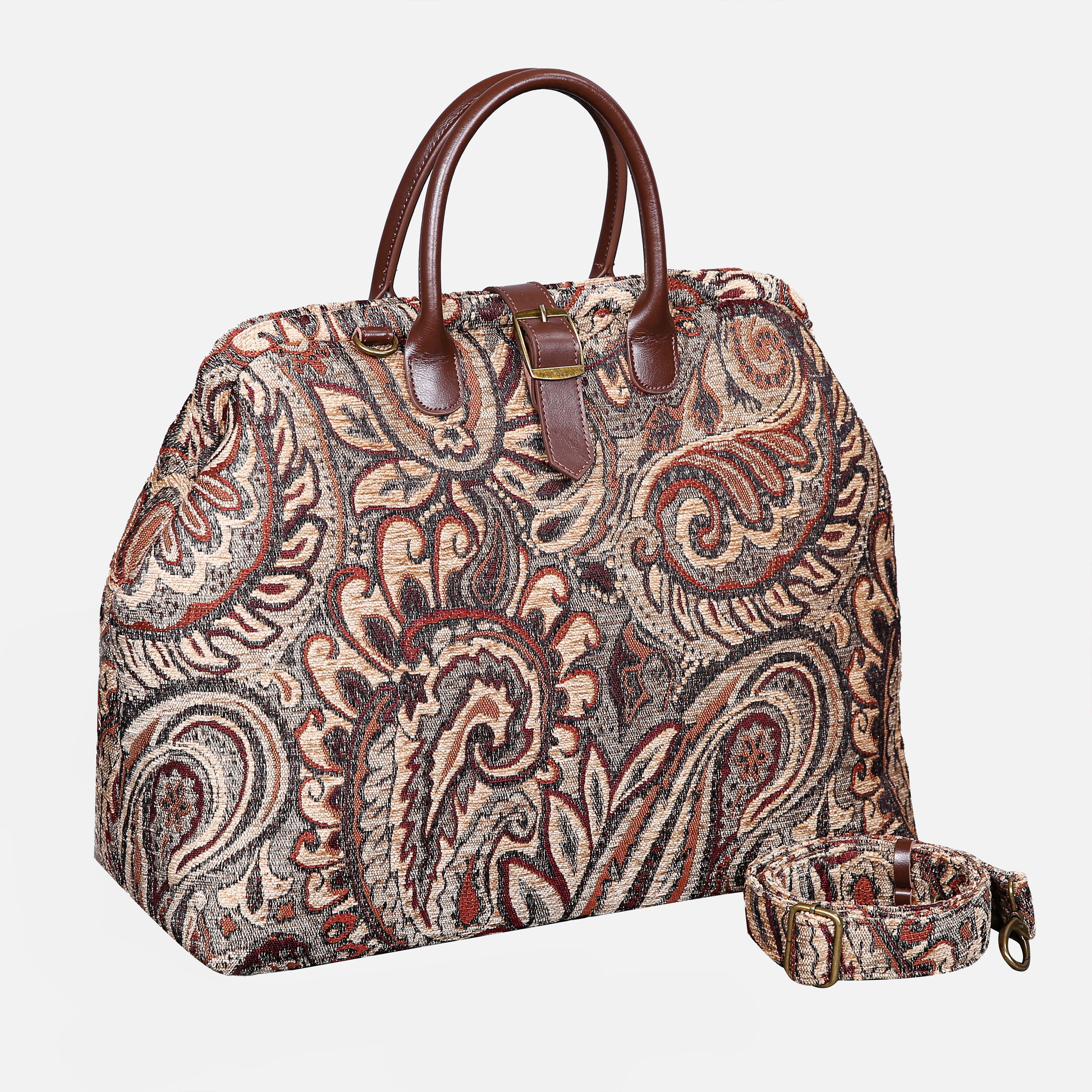 Paisley Brown Mary Poppins Weekender carpet bag MCW Handmade-1