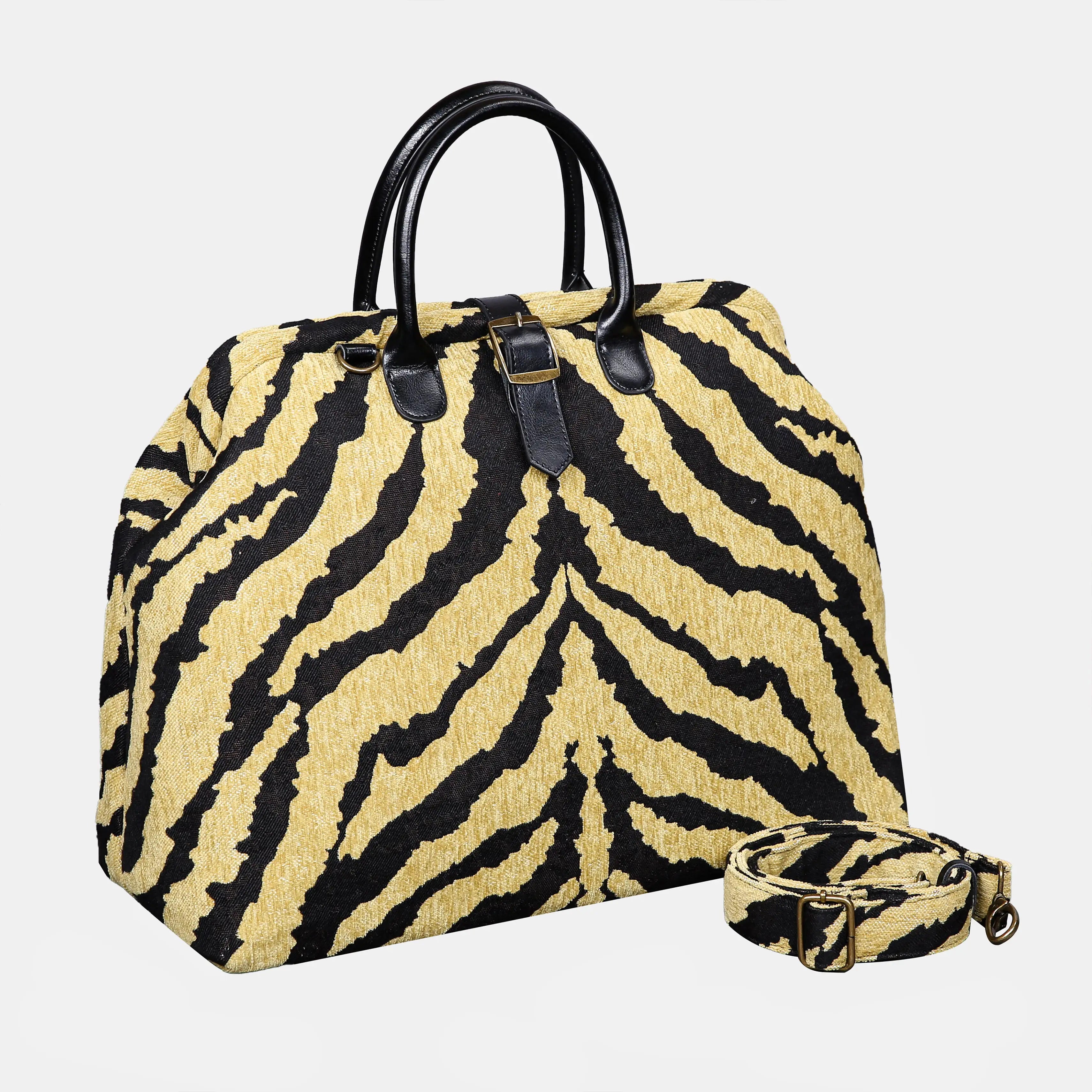 Tiger Stripe Mary Poppins Weekender Carpetbag of America with shoulder strap