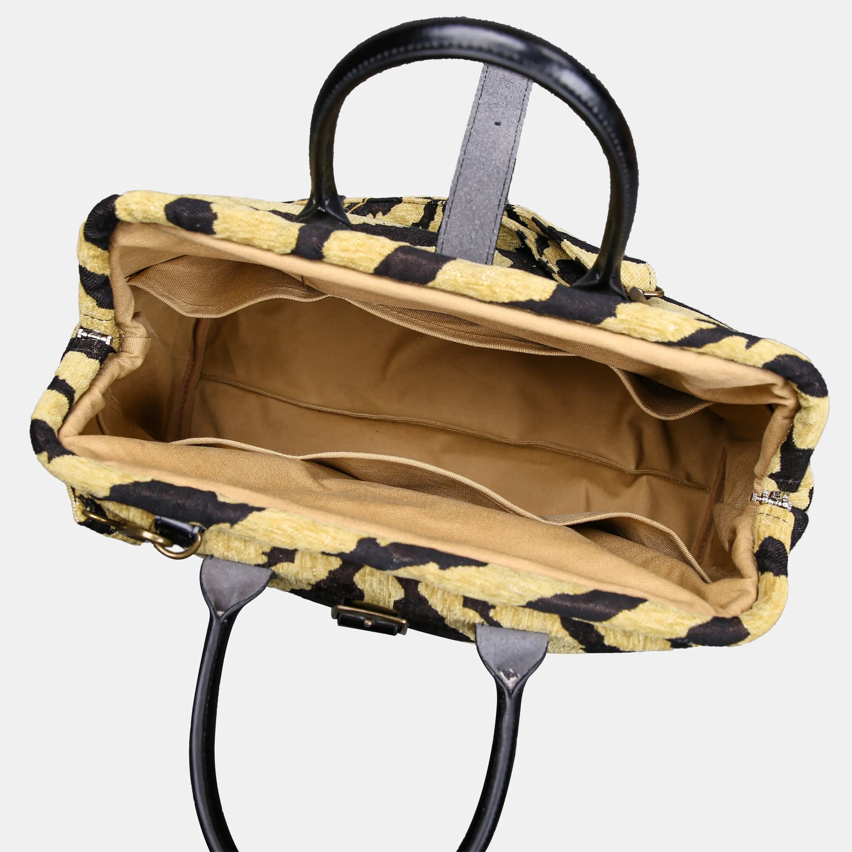 Tiger Stripe Mary Poppins Weekender Carpetbag of America open