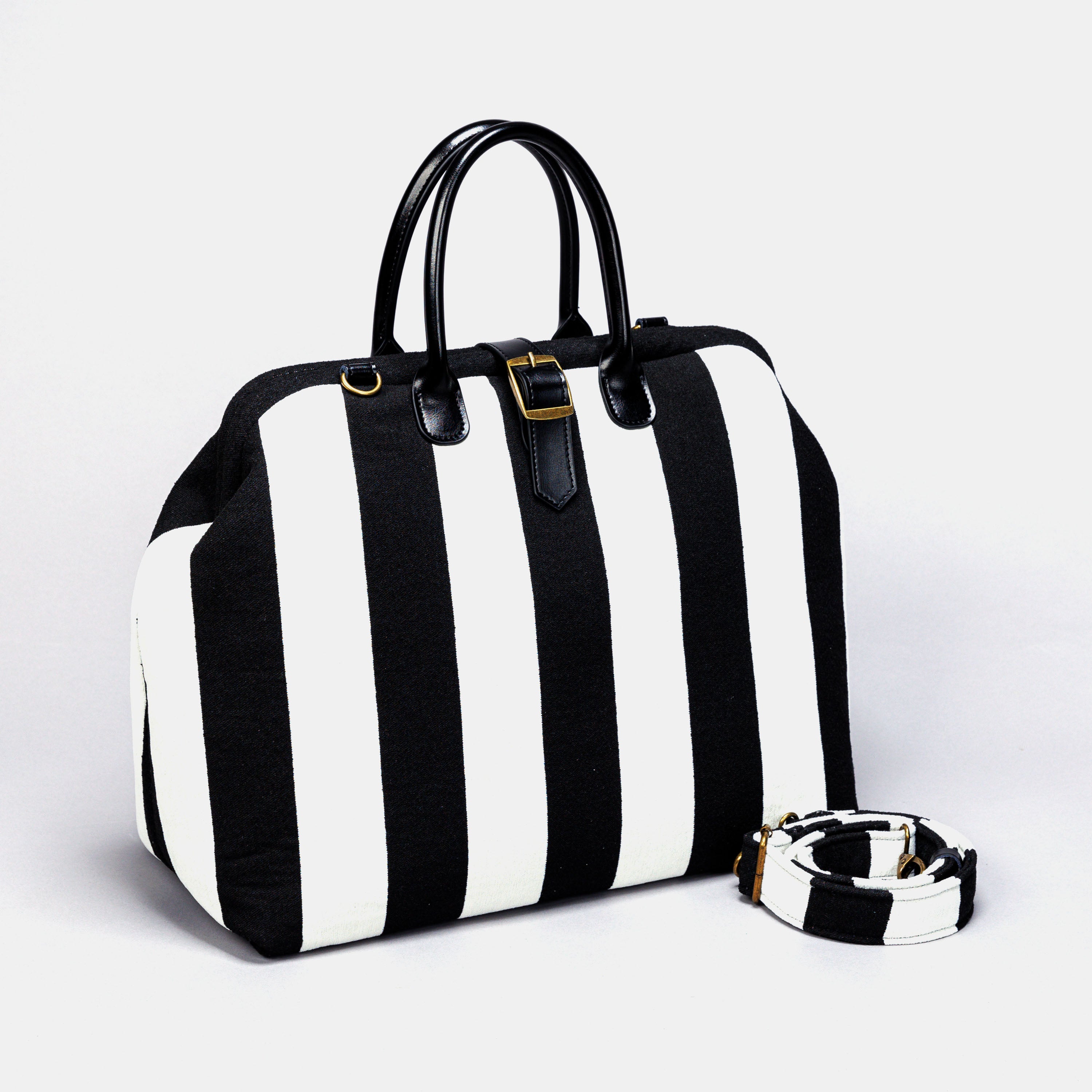 Black & White Mary Poppins Weekender with strap