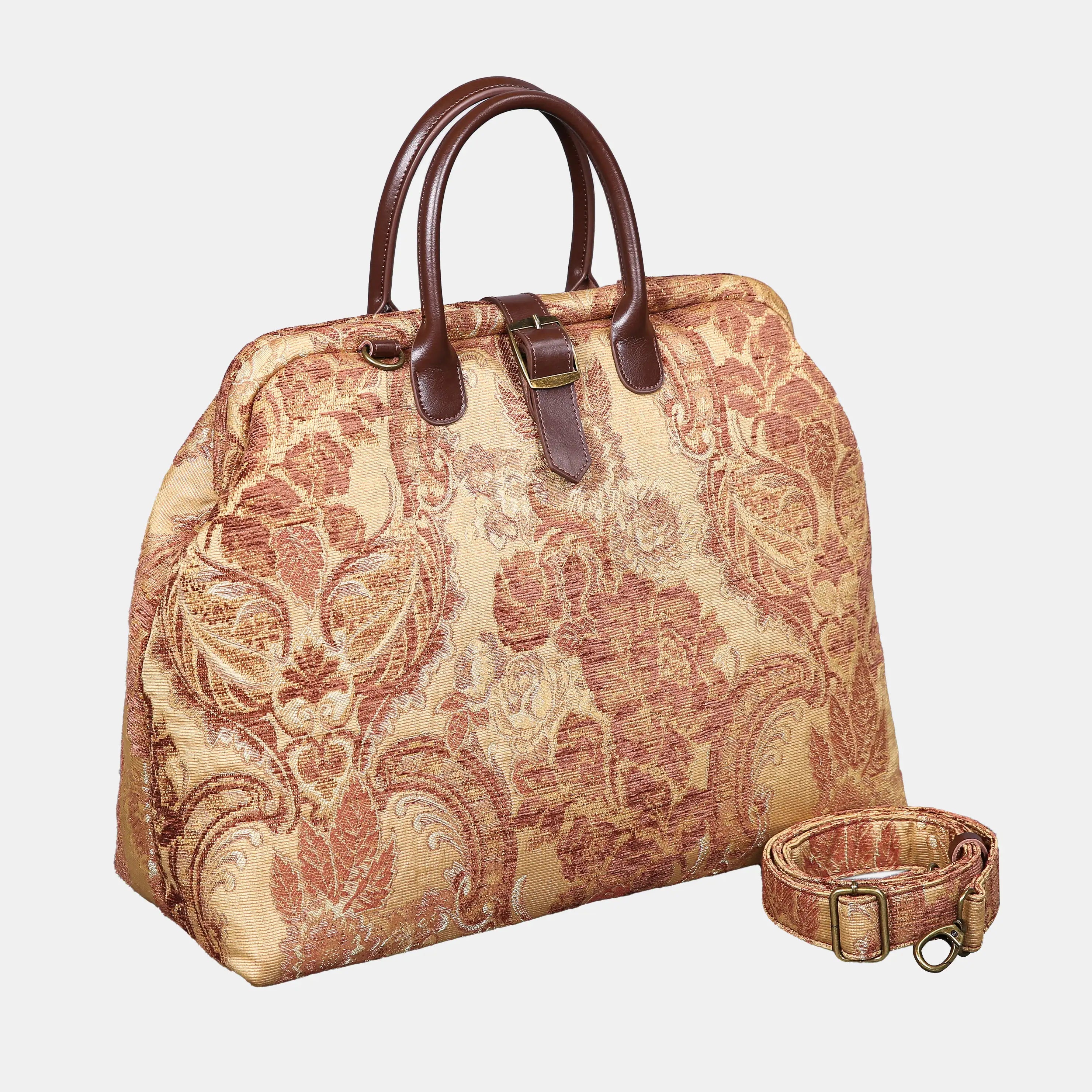Floral Vintage Mary Poppins Weekender Carpetbag of America with shoulder strap