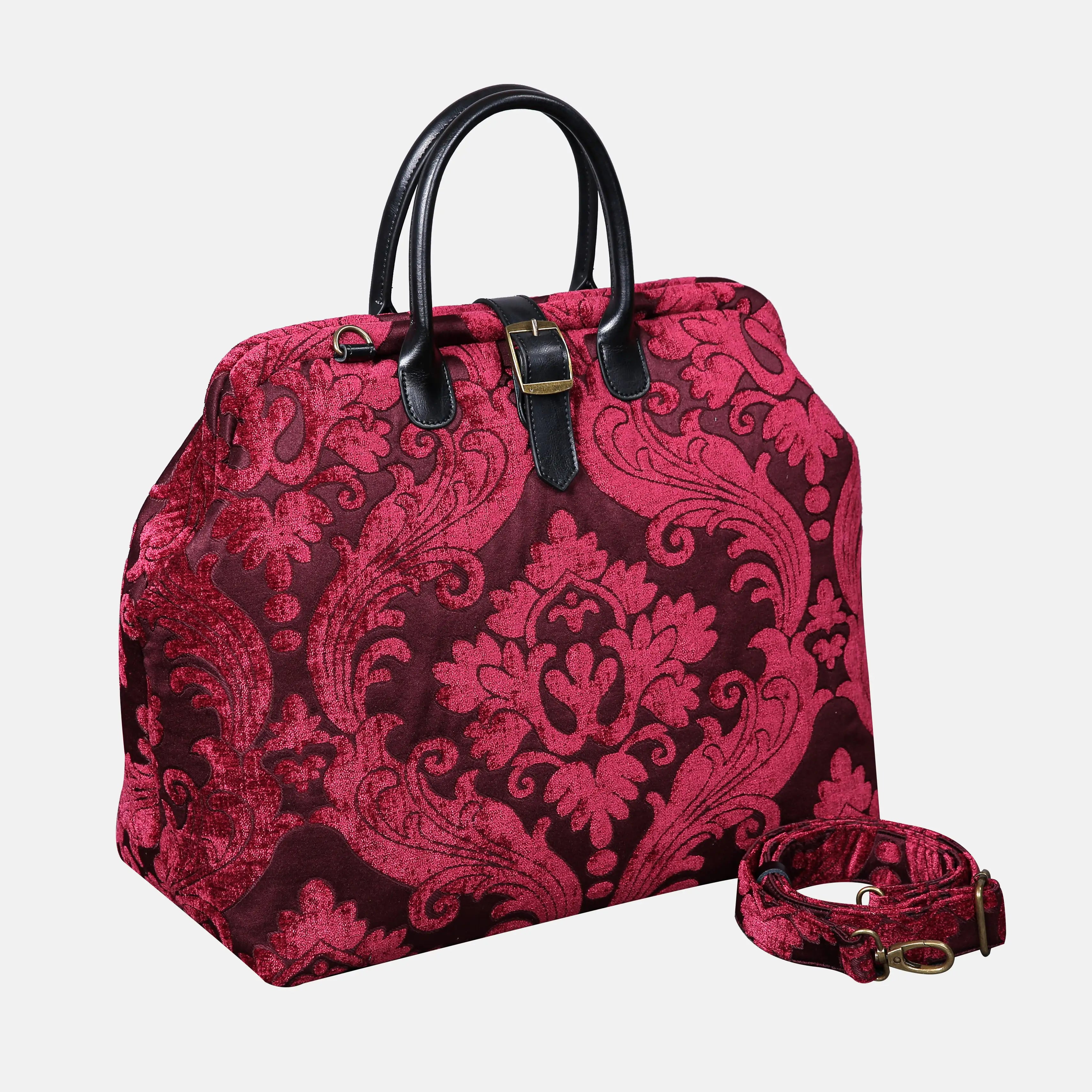 Queen Wine Mary Poppins Weekender Carpetbag of America with shoulder strap