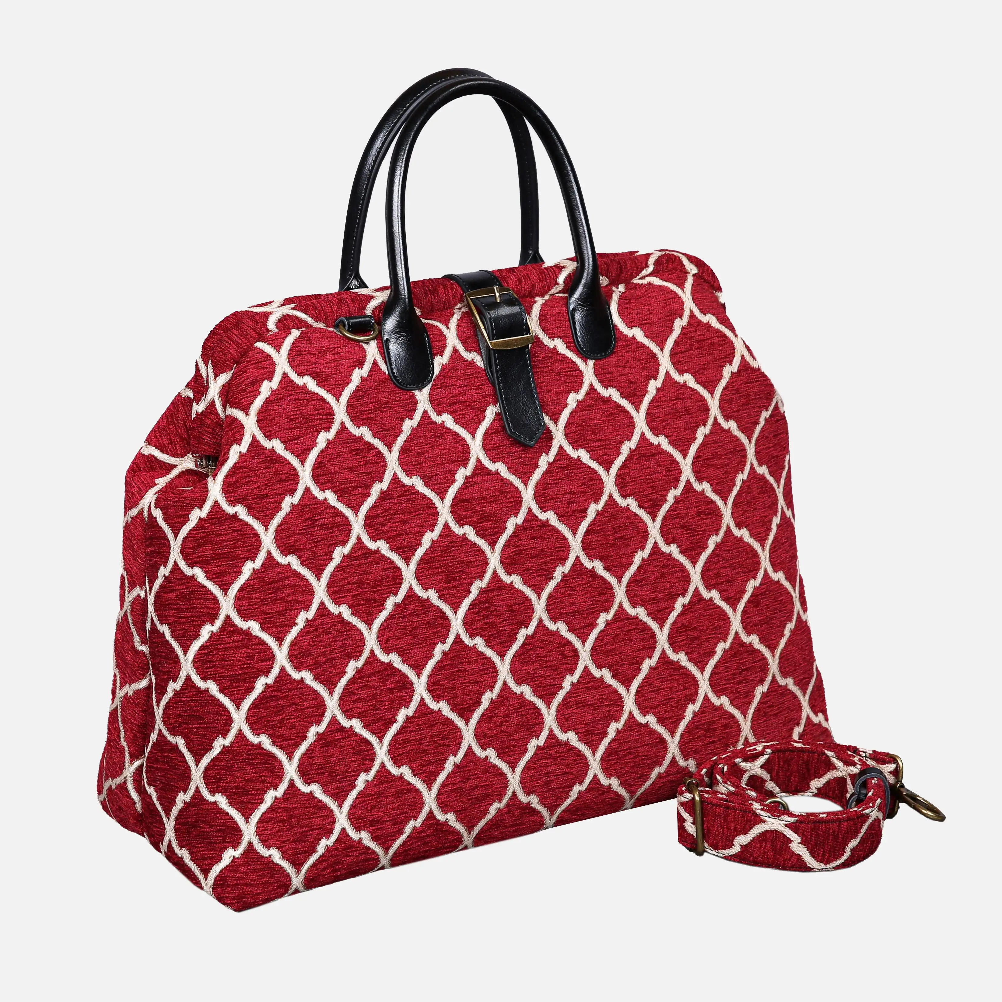 Quartz Red Mary Poppins Weekender Carpetbag of America with shoulder strap