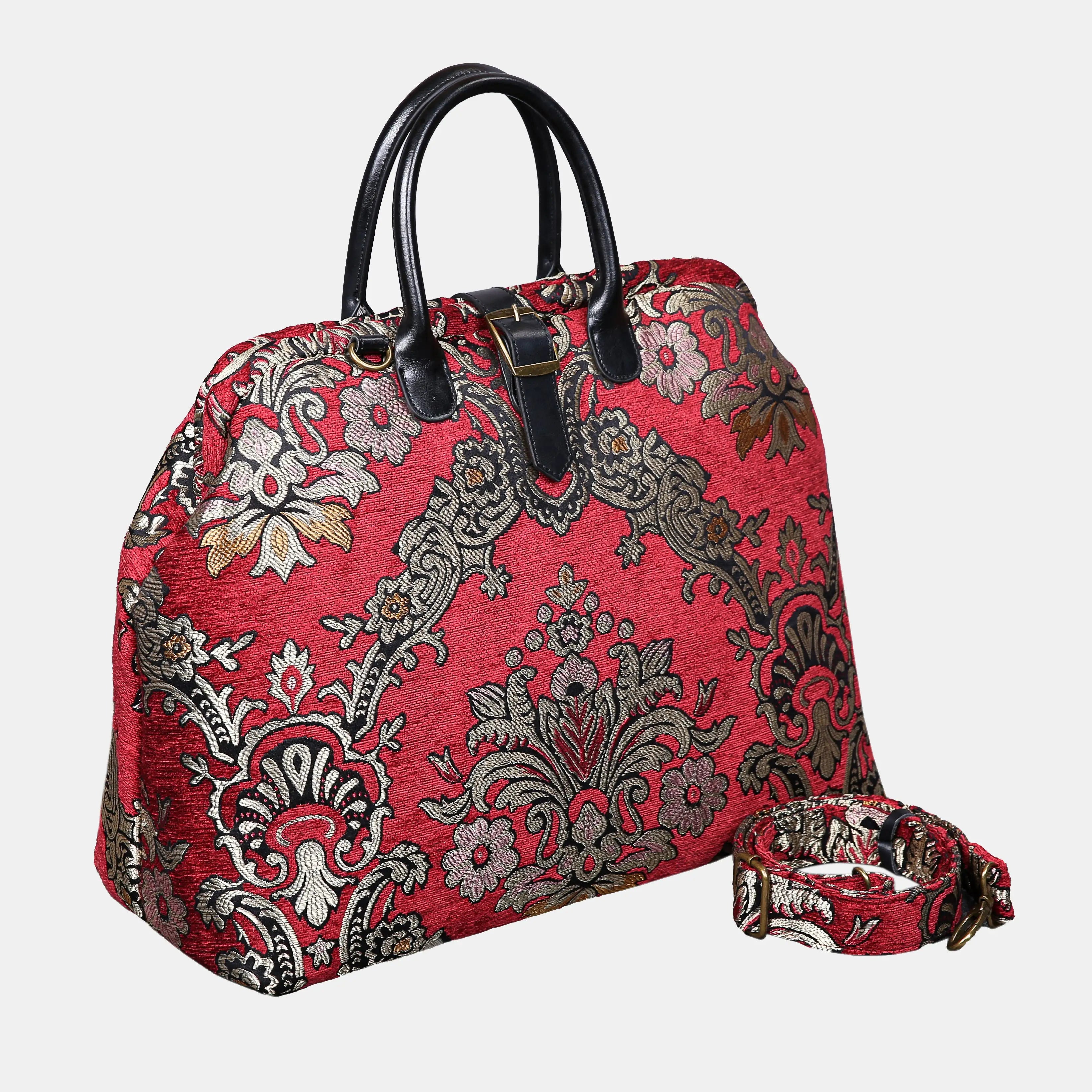 Griccia Red Mary Poppins Weekender Carpetbag of America with shoulder strap