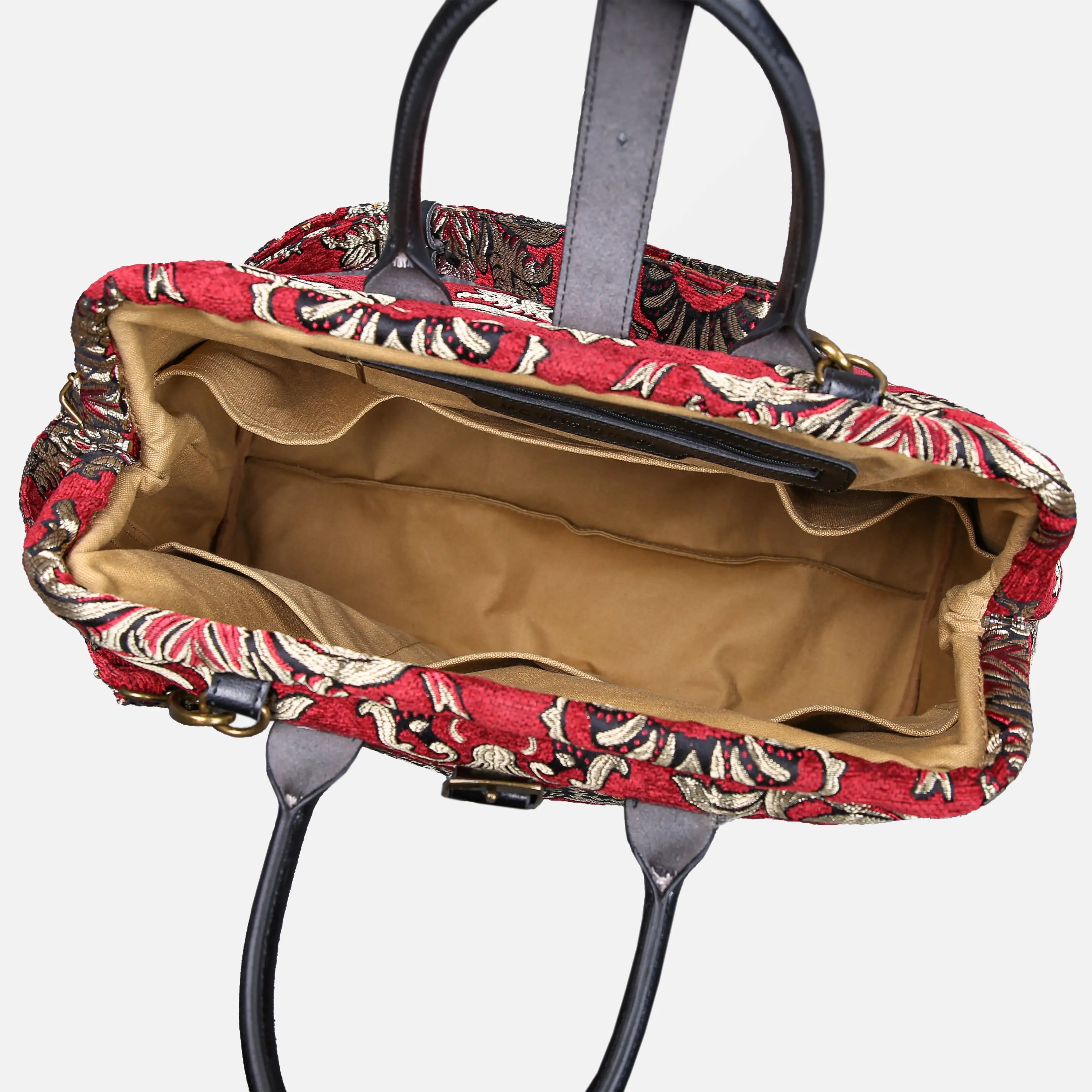 Griccia Red Mary Poppins Weekender Carpetbag of America open