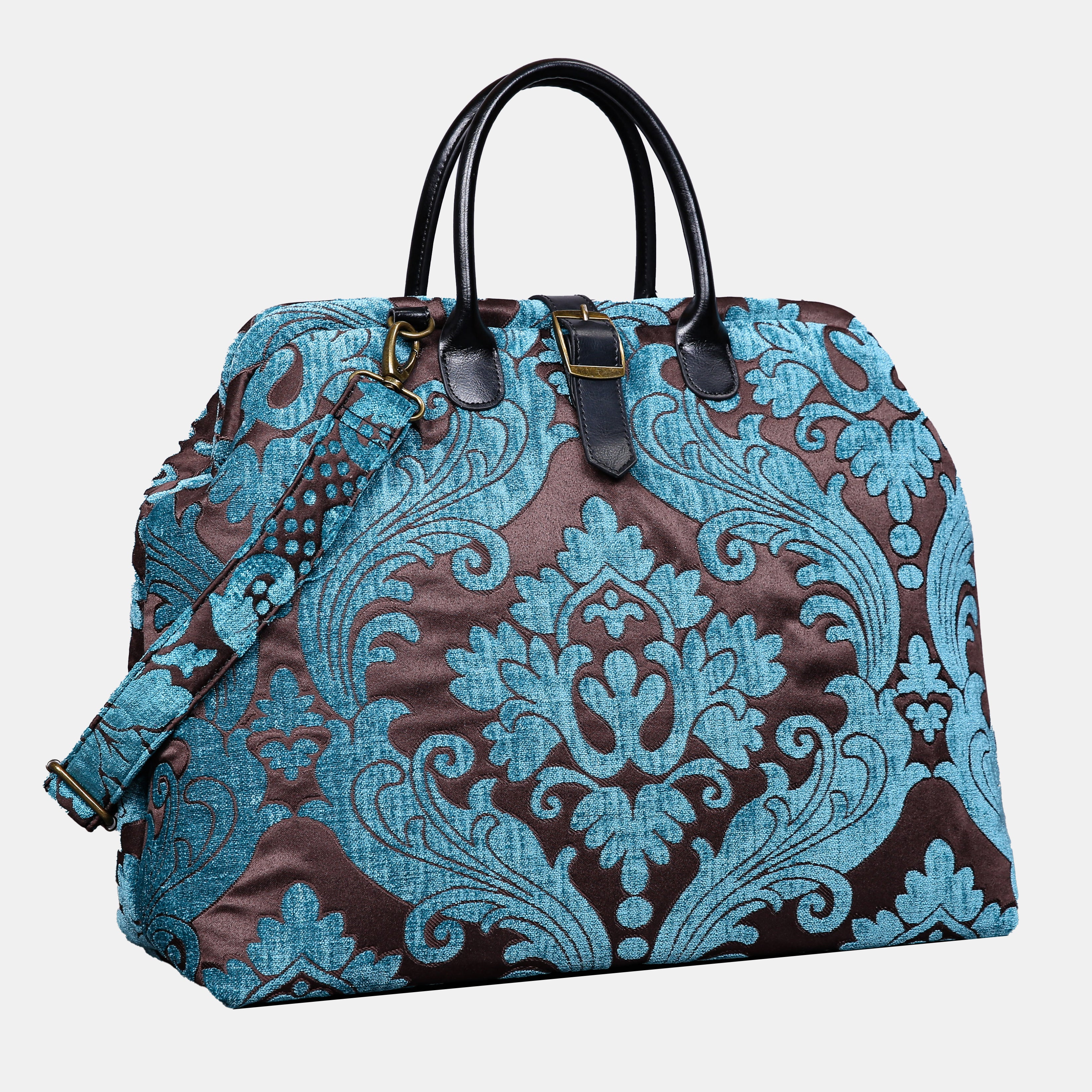 Queen Azure Blue Mary Poppins Weekender carpet bag MCW Handmade-1