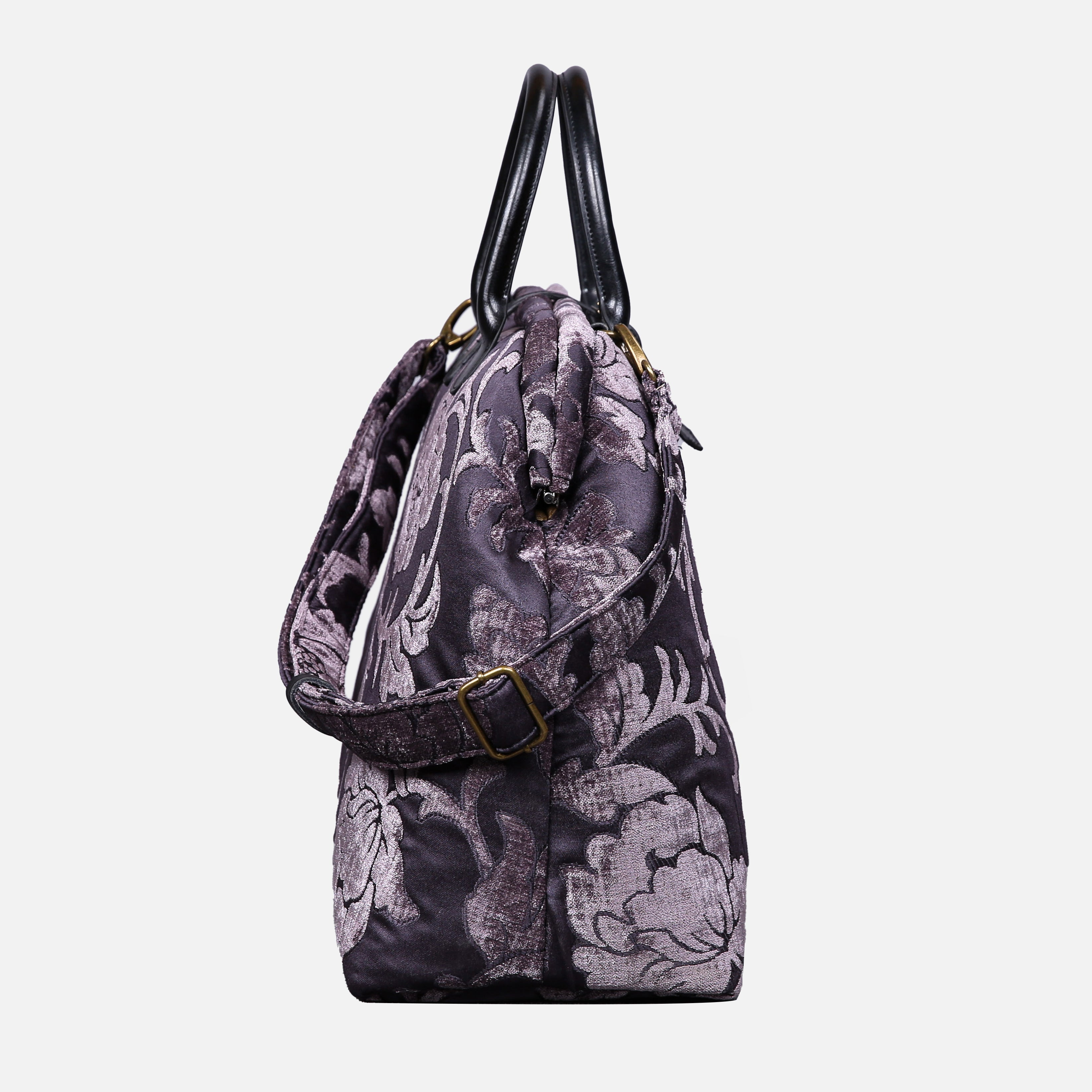 Floral Brocade Purple Mary Poppins Weekender carpet bag MCW Handmade-3