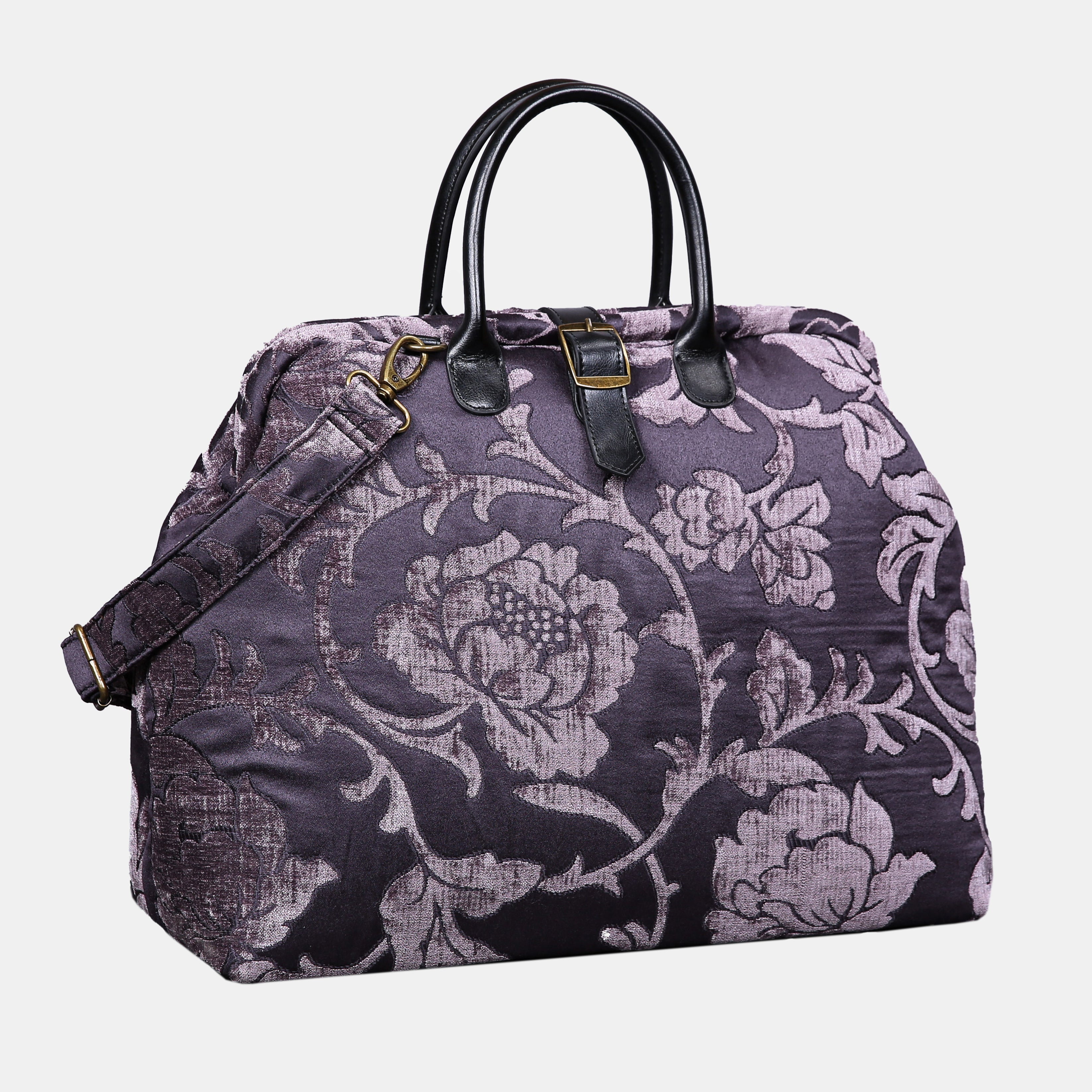 Floral Brocade Purple Mary Poppins Weekender carpet bag MCW Handmade-1
