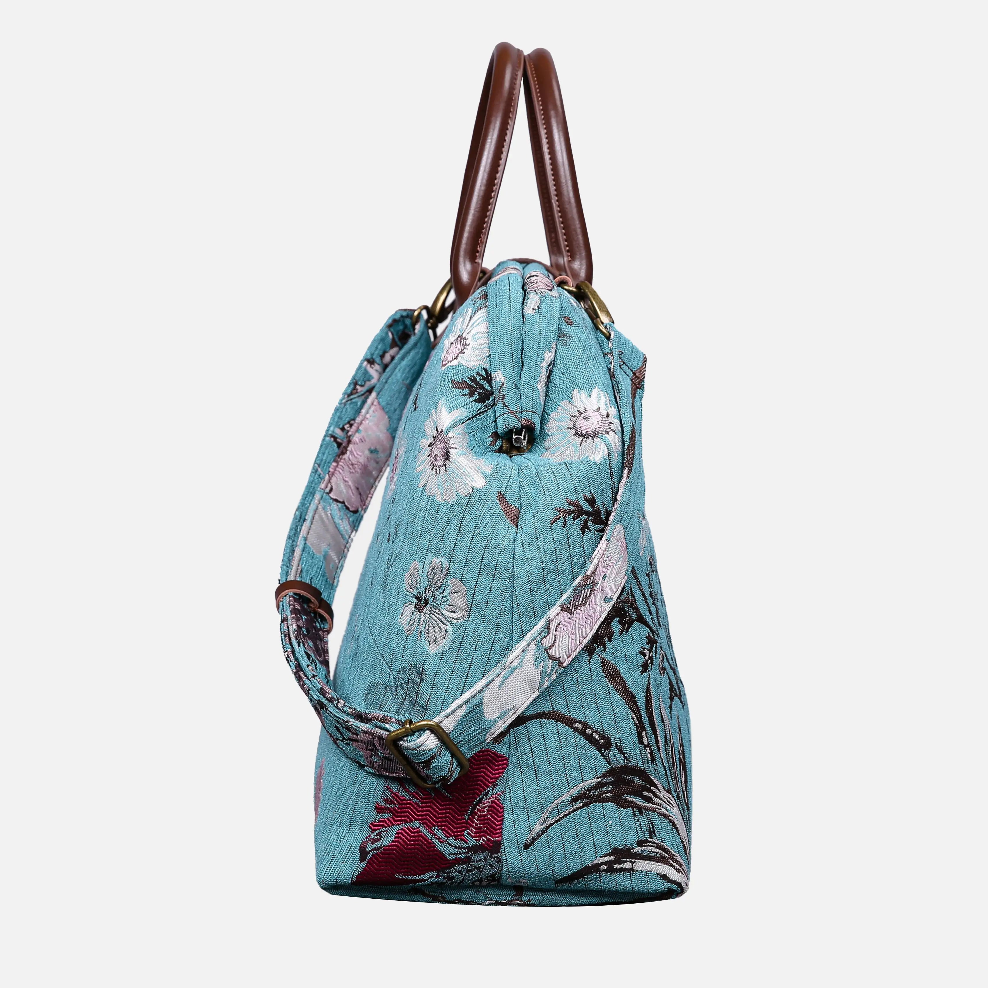Jasmine Teal Mary Poppins Weekender Carpetbag of America side
