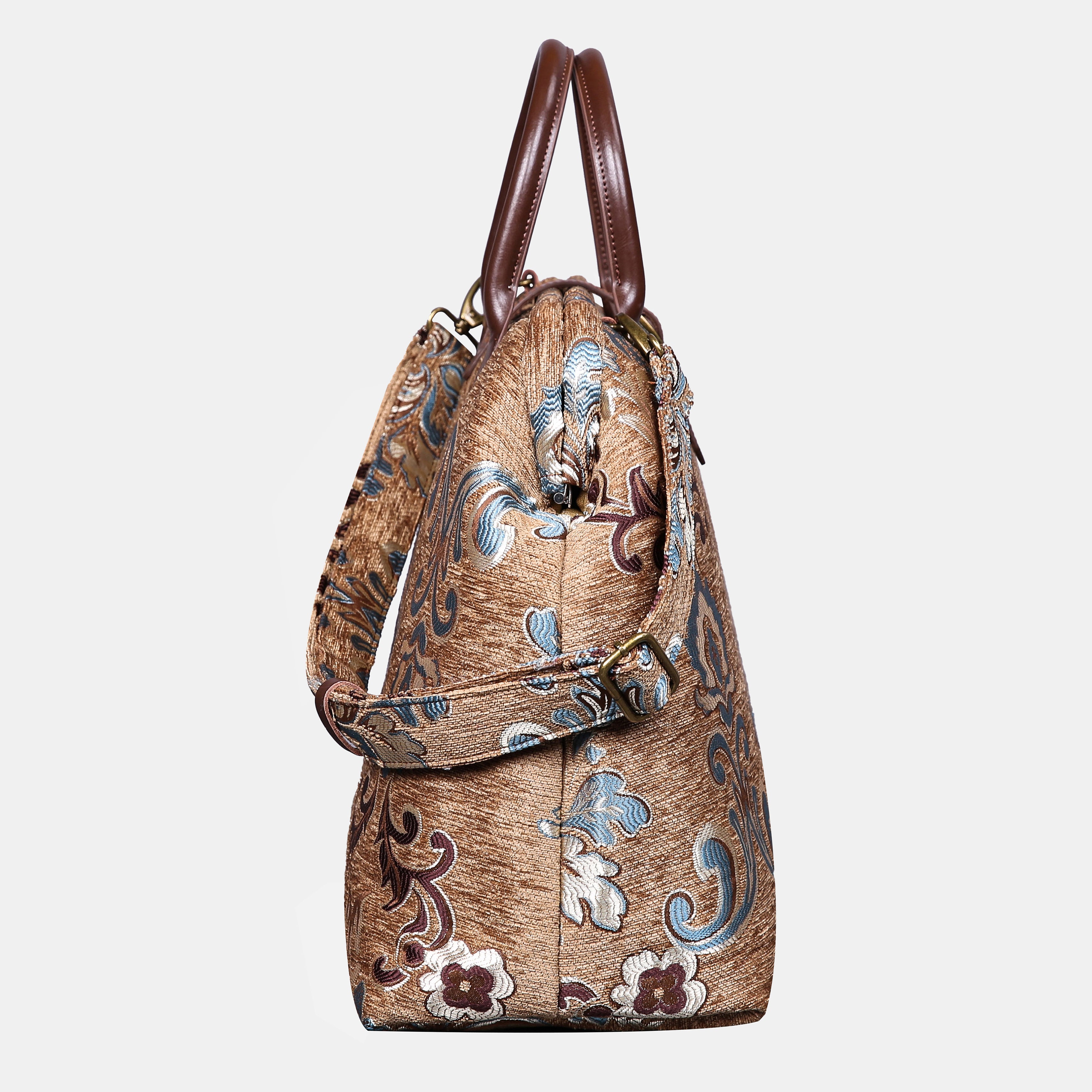 Rinascimento Camel Mary Poppins Weekender carpet bag MCW Handmade-2