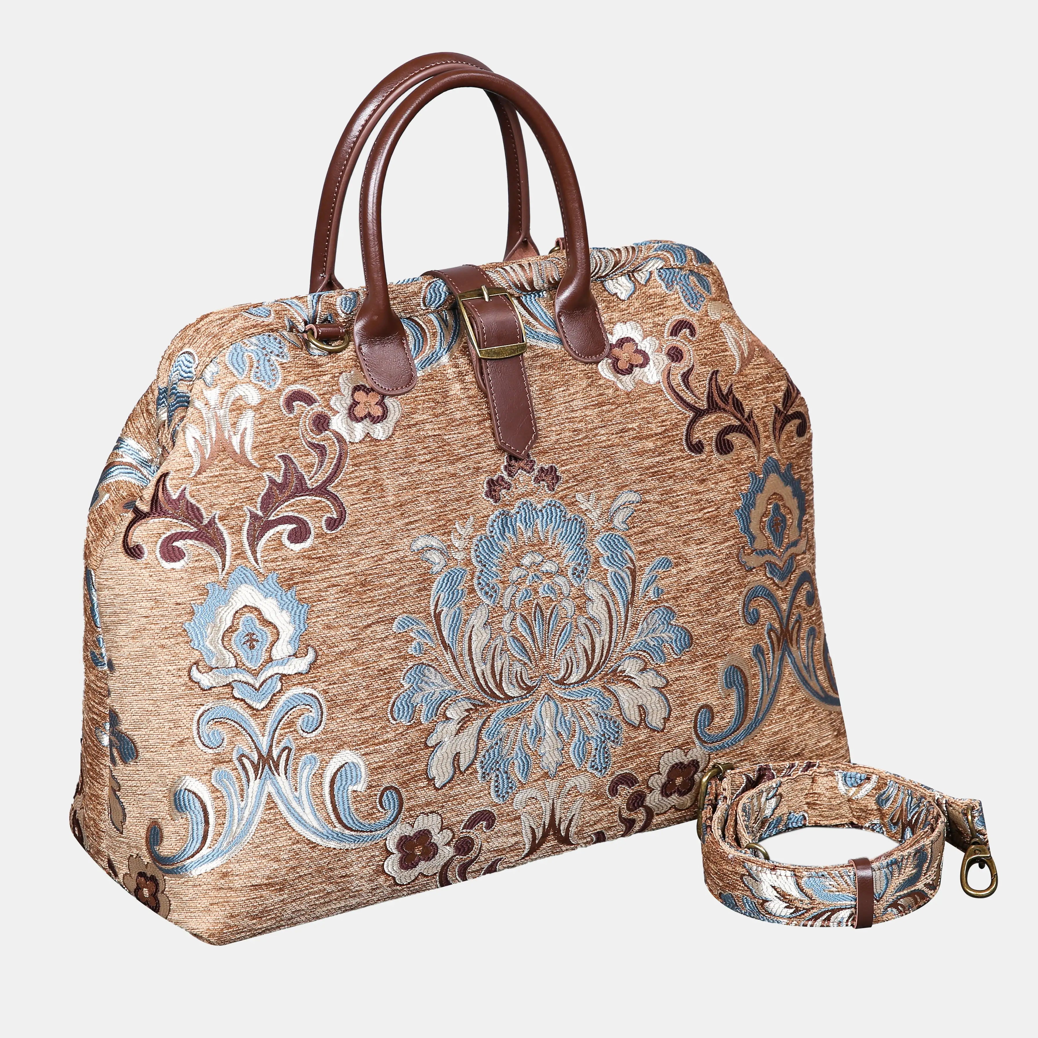 Rinascimento Camel Mary Poppins Weekender Carpetbag of America with shoulder strap