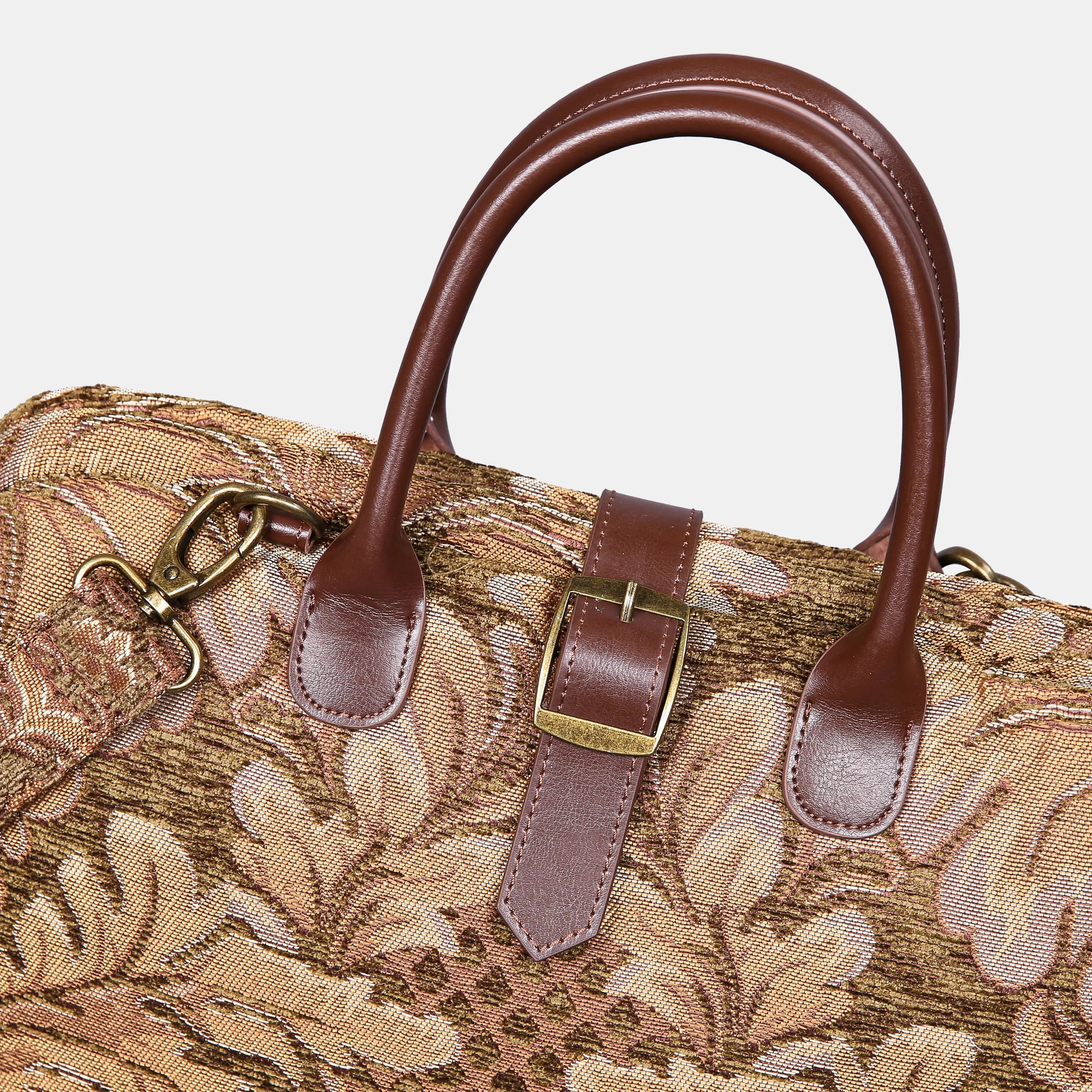 Pomegranate Brown Mary Poppins Weekender Carpetbag of America buckle