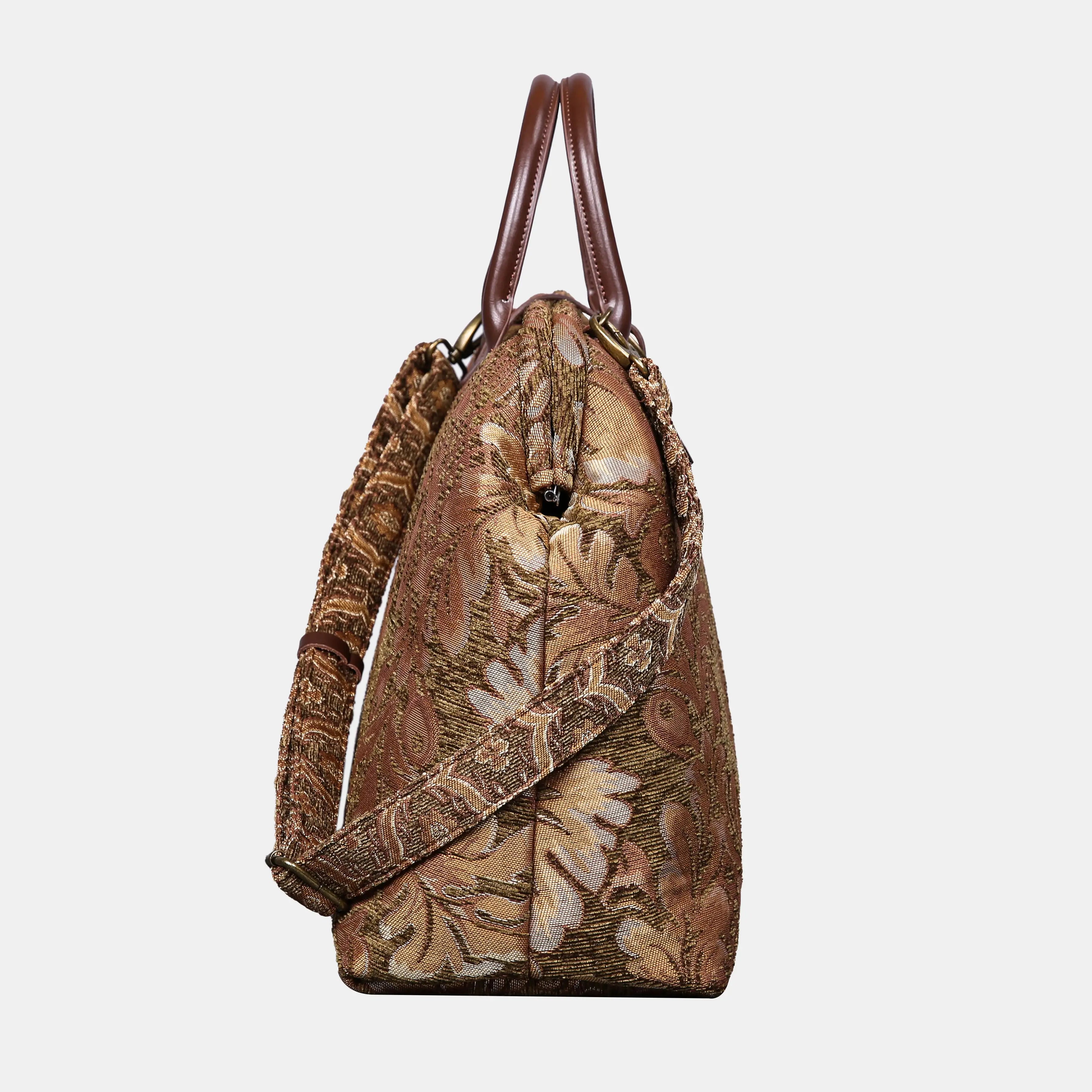 Pomegranate Brown Mary Poppins Weekender Carpetbag of America side