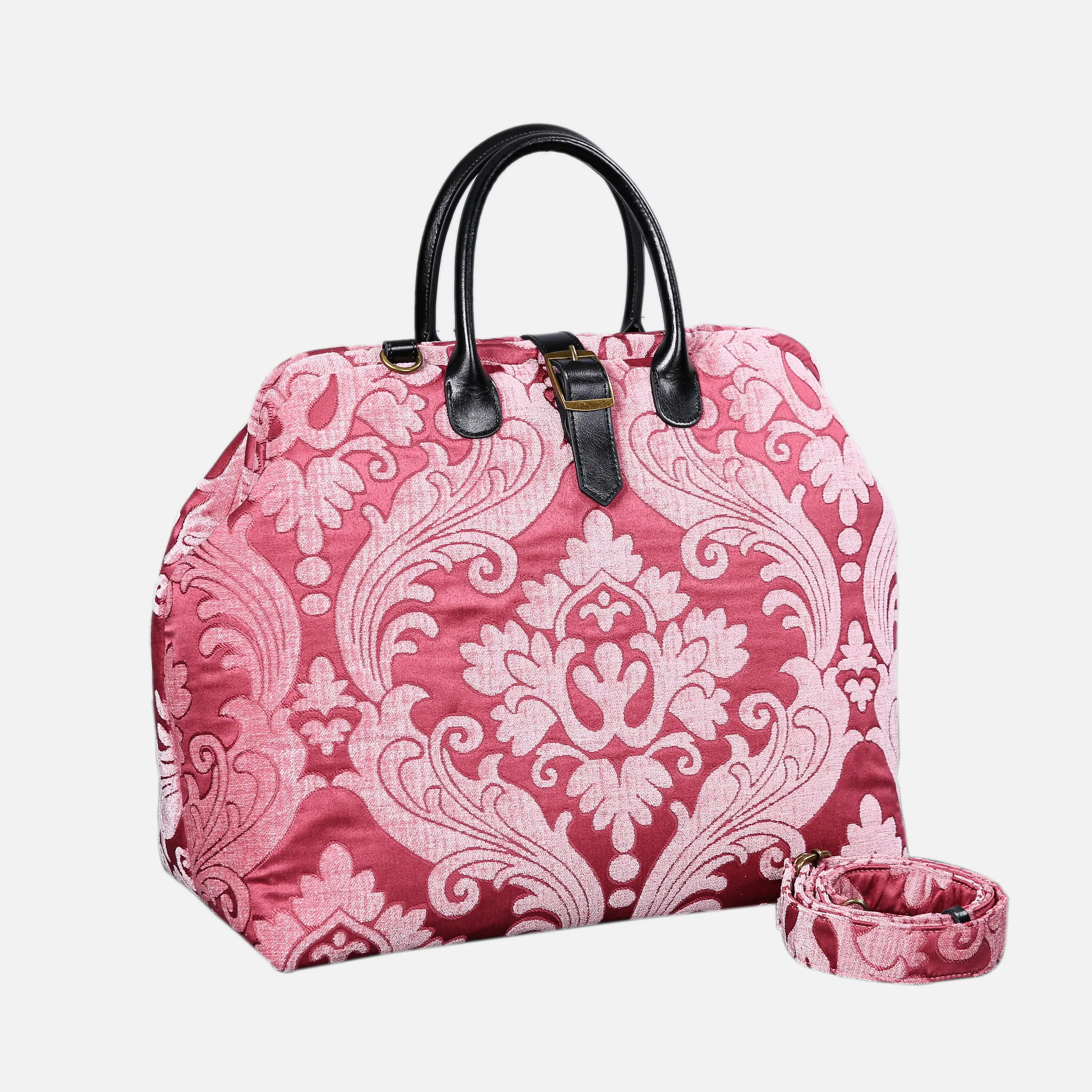 Queen Rose Pink Mary Poppins Weekender Carpetbag of America with shoulder strap