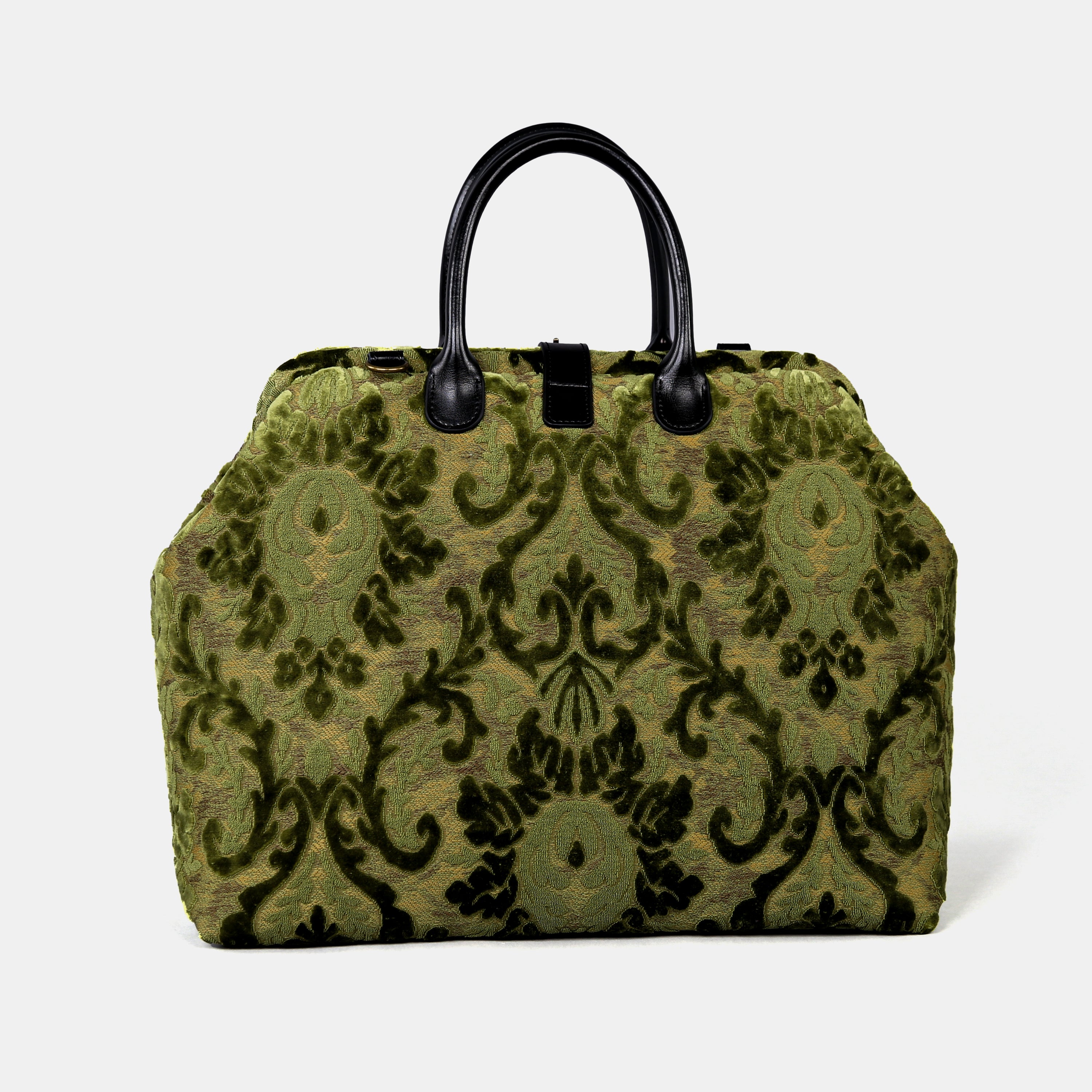 Burnout Velvet Fern Green Mary Poppins Weekender carpet bag MCW Handmade-3