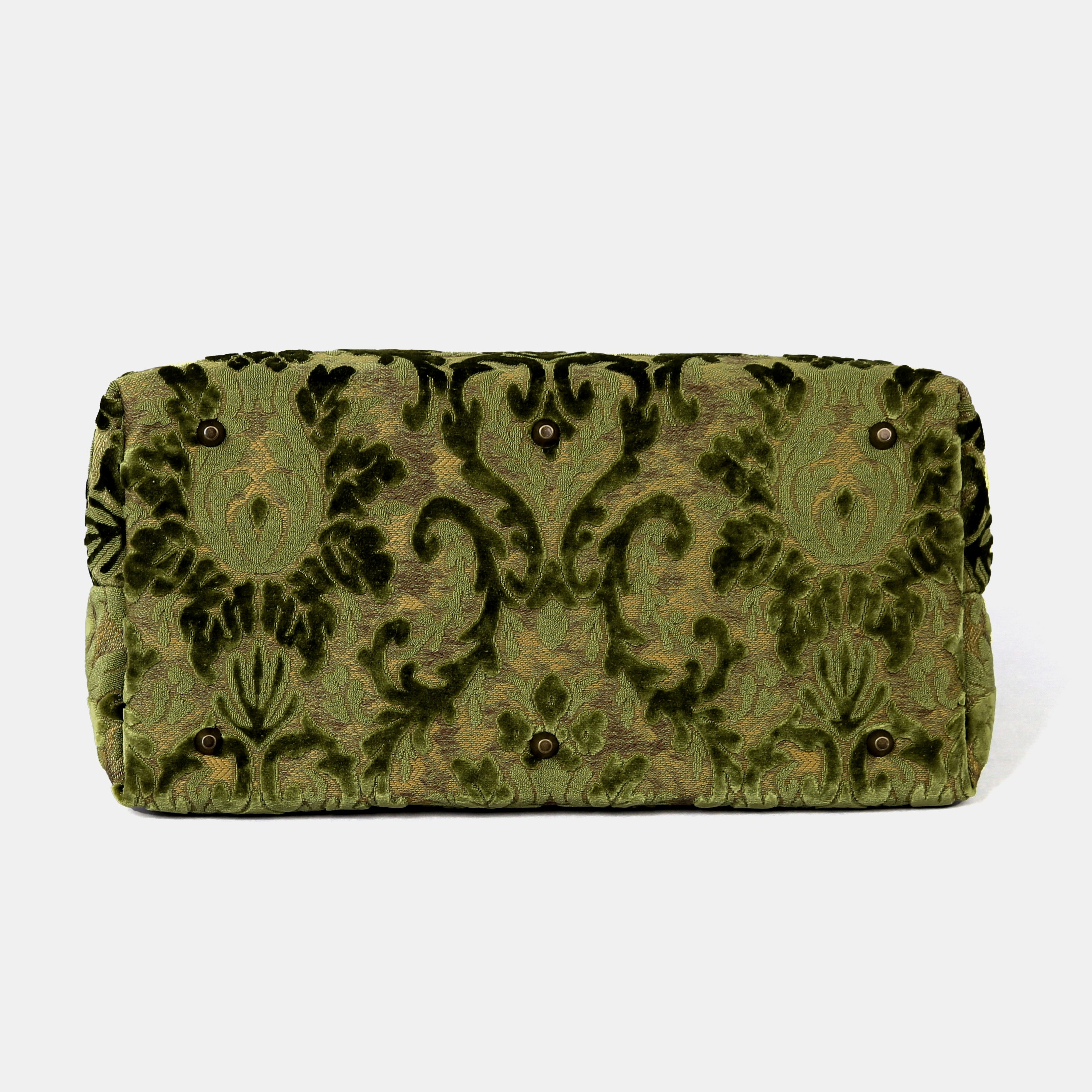 Burnout Velvet Fern Green Mary Poppins Weekender carpet bag MCW Handmade-4
