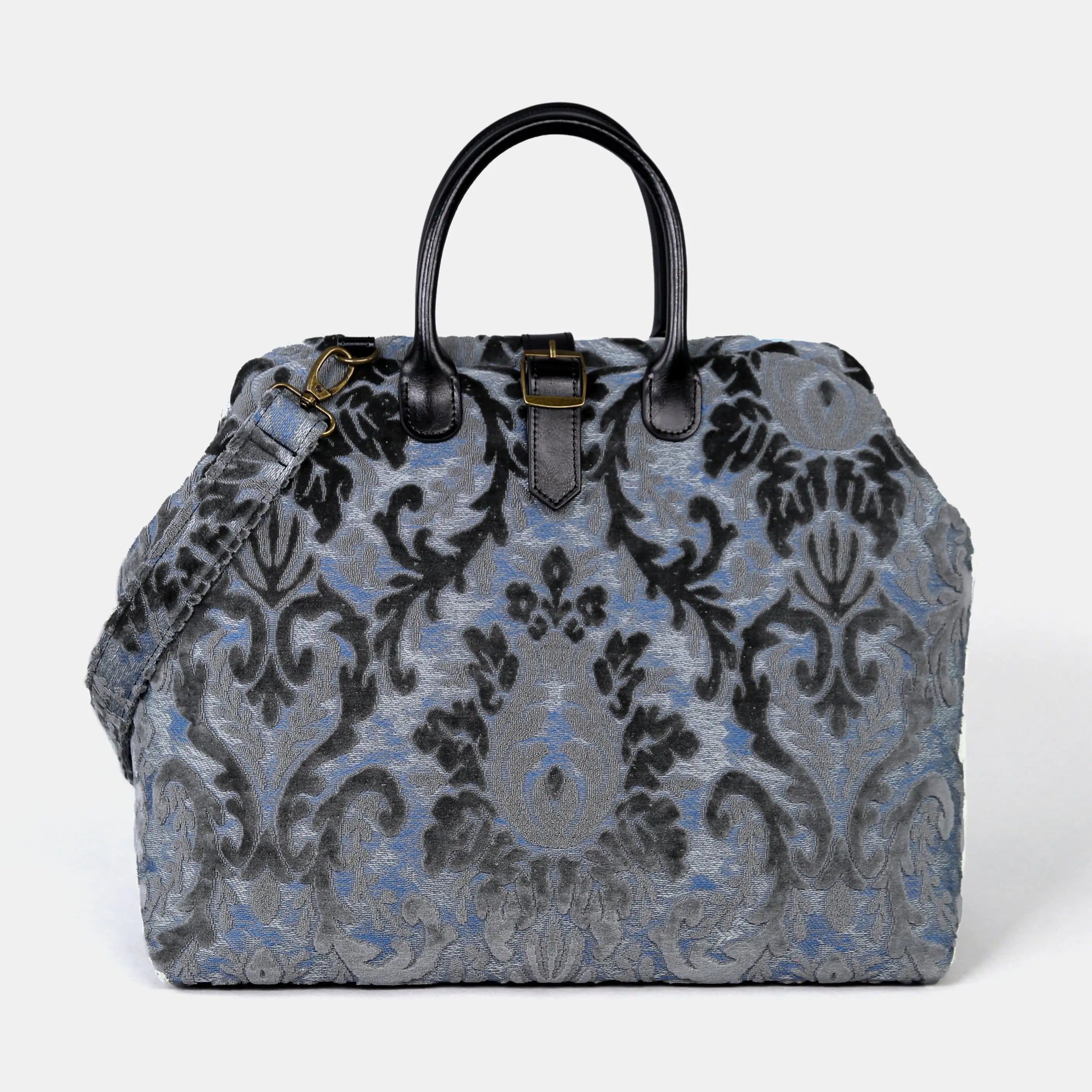 Burnout Velvet Steel Blue Mary Poppins Weekender Carpetbag of America main