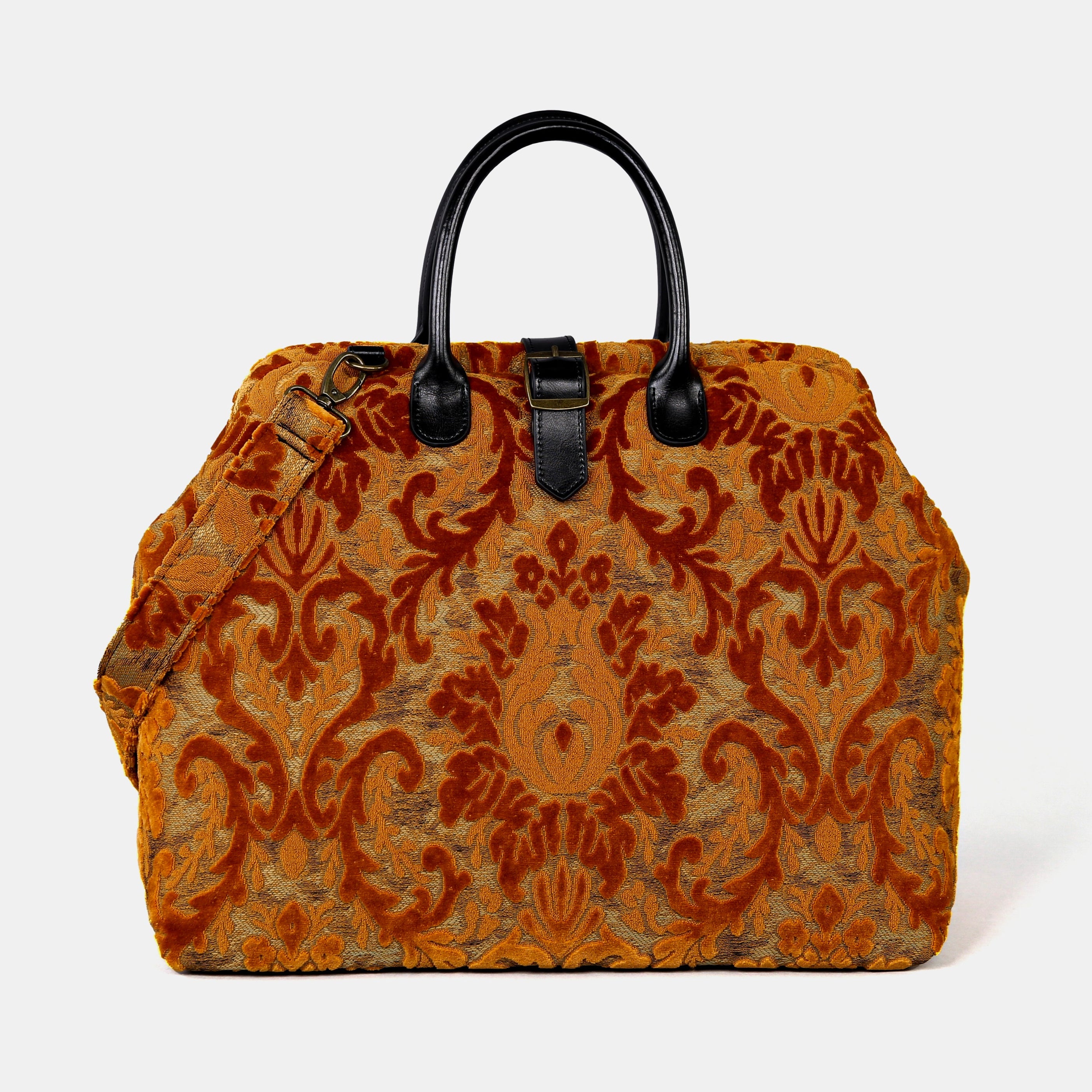 Burnout Velvet Orange Mary Poppins Weekender carpet bag MCW Handmade