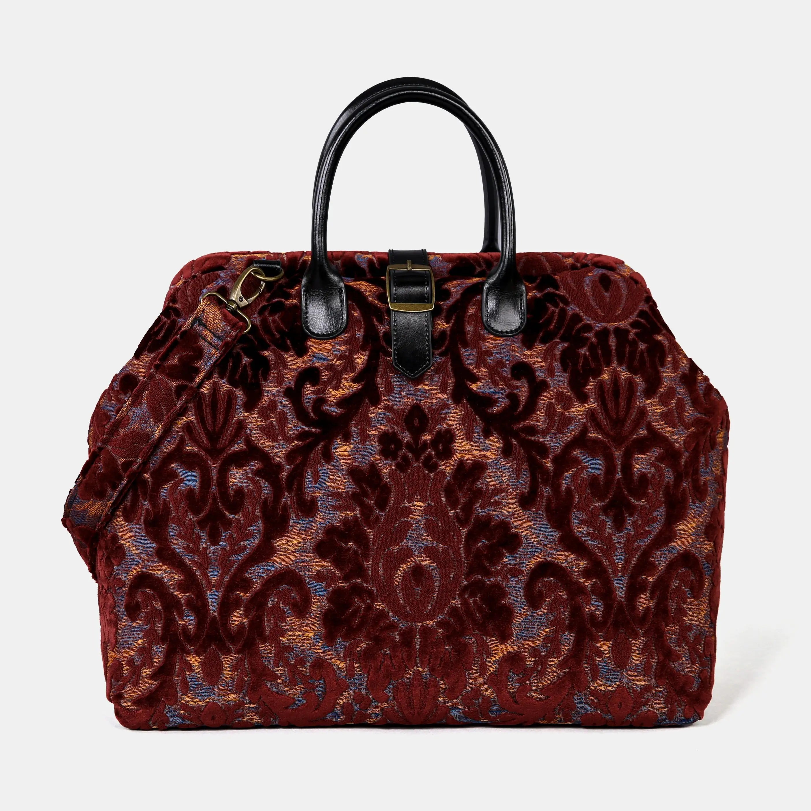 Burnout Velvet Wine Mary Poppins Weekender Carpetbag of America main