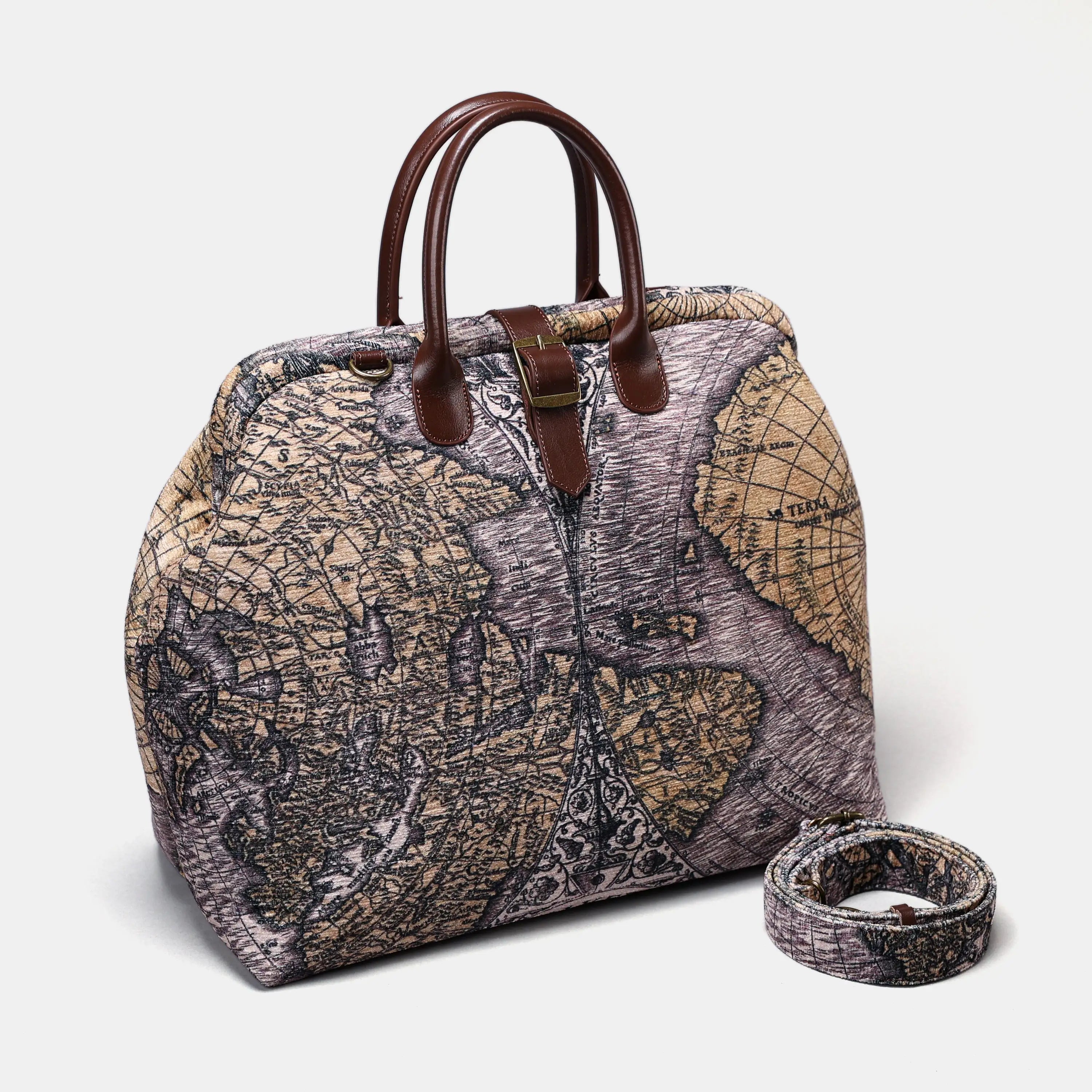 Ancient World Map Mary Poppins Weekender Carpetbag of America with shoulder strap