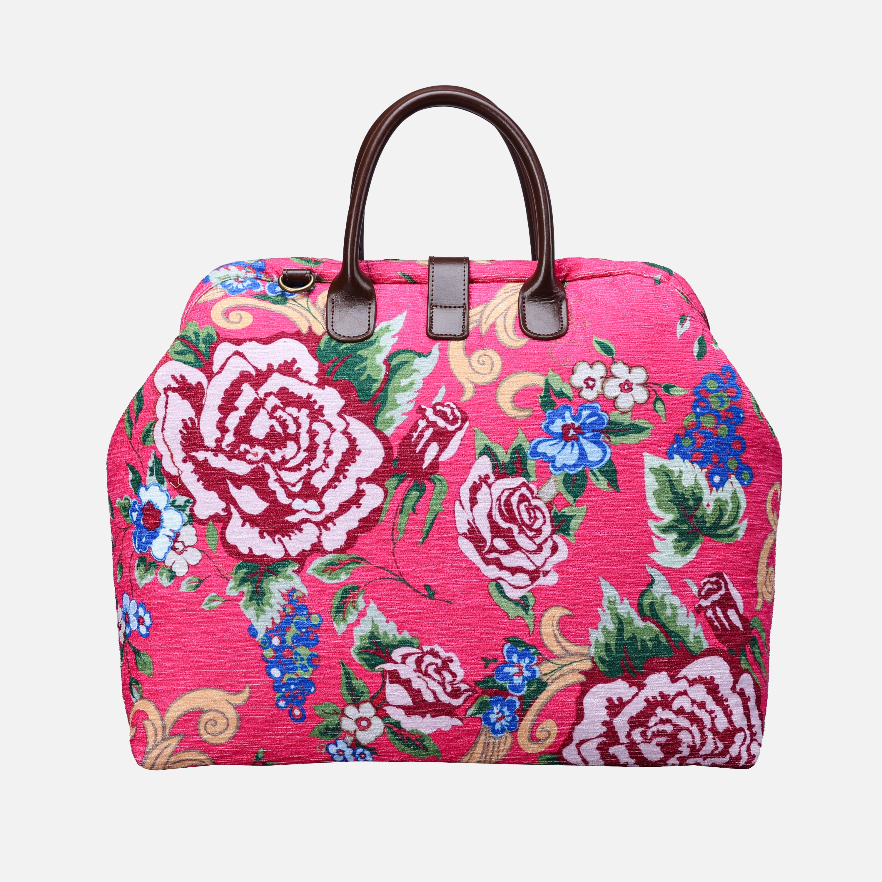 Wild Pink Rose Mary Poppins Weekender carpet bag MCW Handmade-2