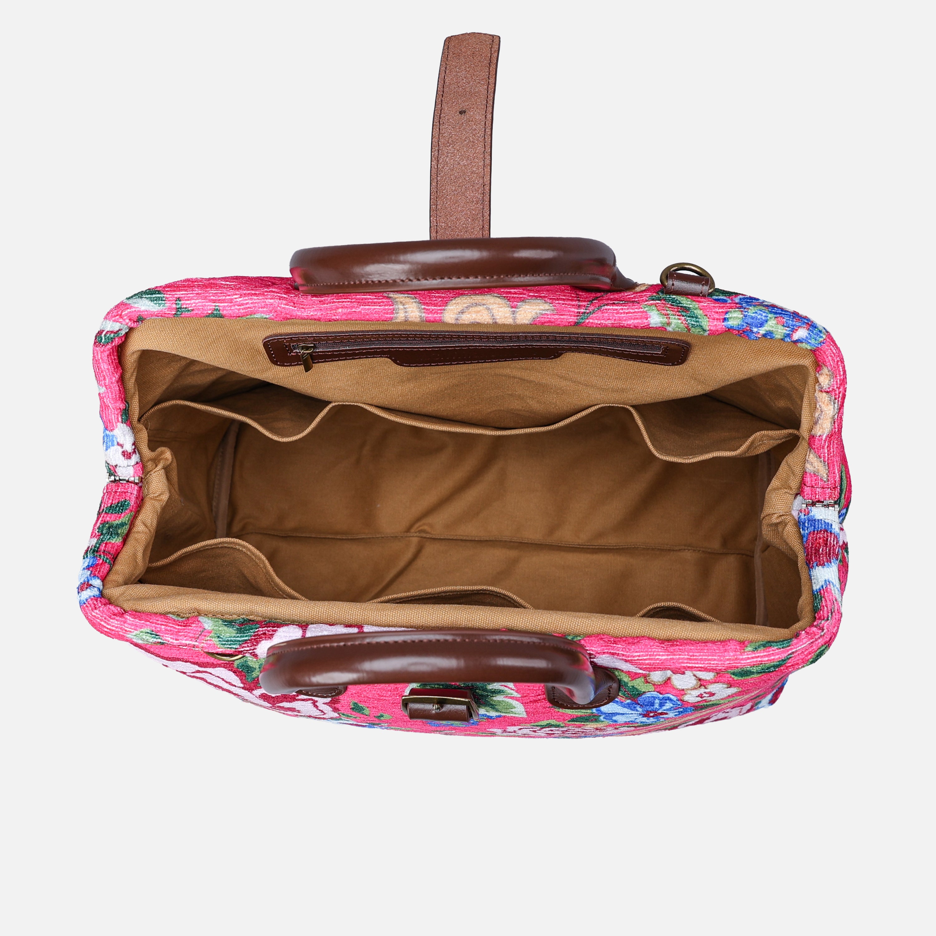 Wild Pink Rose Mary Poppins Weekender carpet bag MCW Handmade-3
