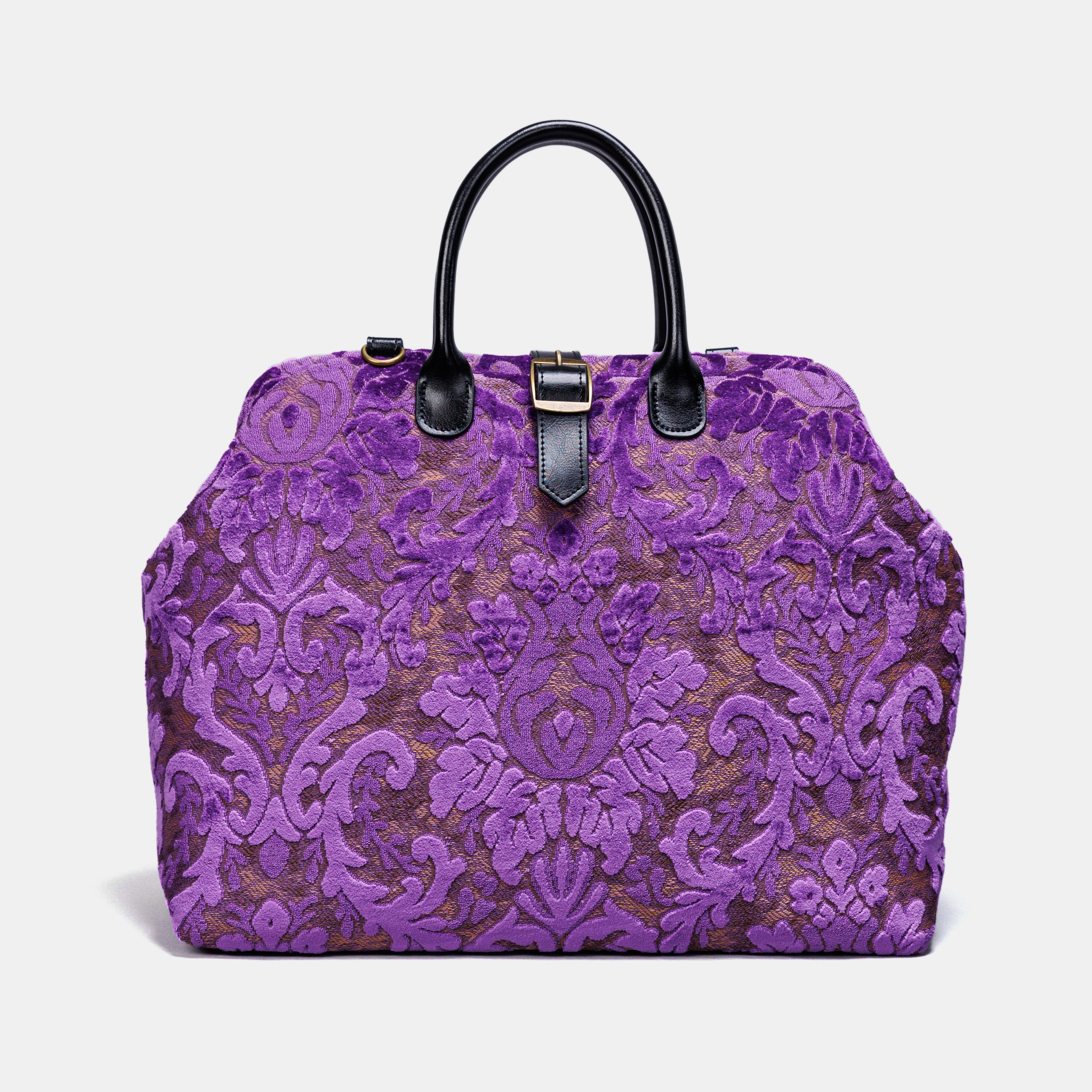 Burnout Velvet Purple Mary Poppins Weekender carpet bag MCW Handmade