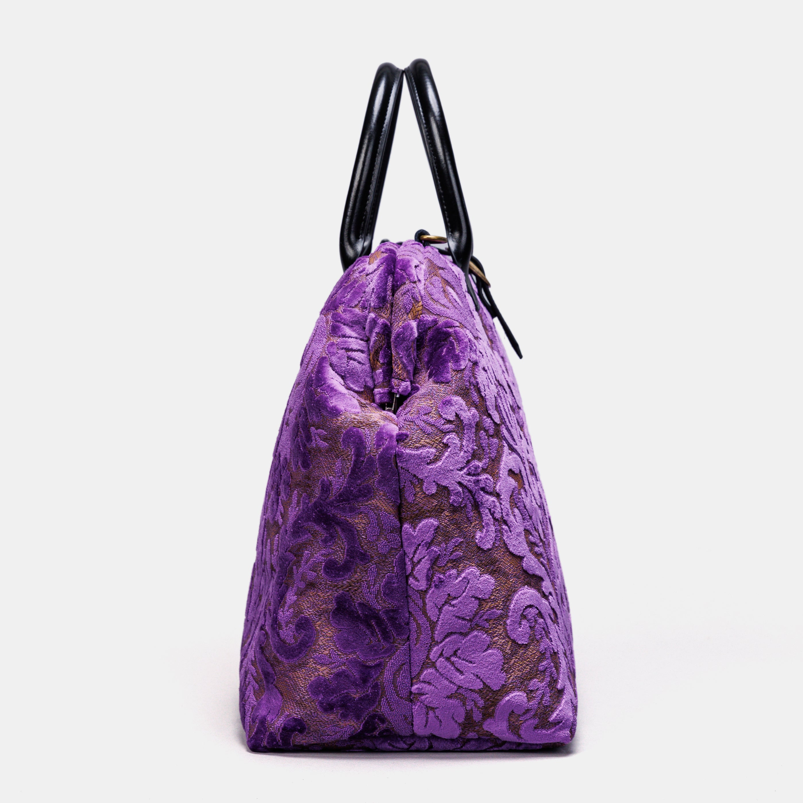 Burnout Velvet Purple Mary Poppins Weekender carpet bag MCW Handmade-3