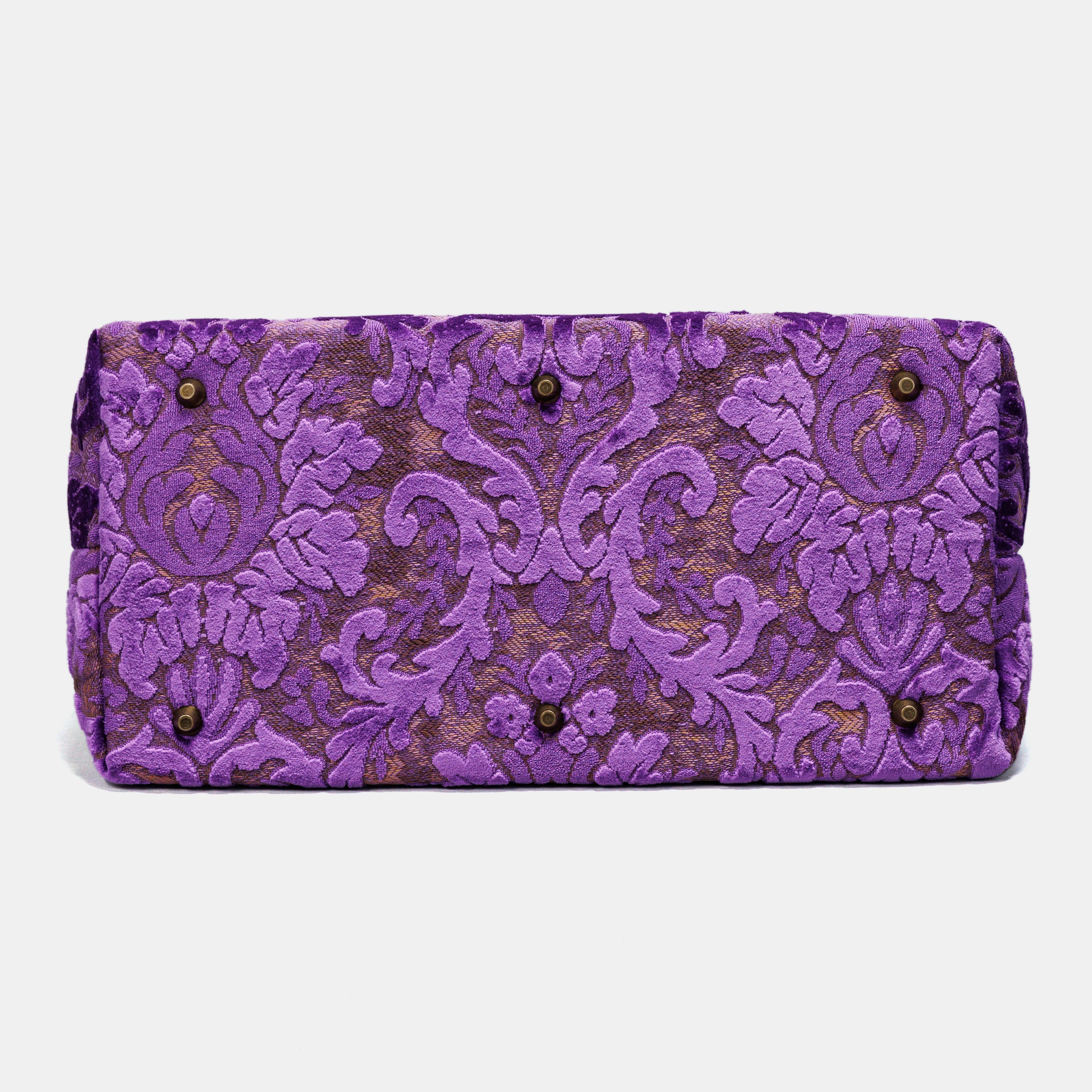 Burnout Velvet Purple Mary Poppins Weekender carpet bag MCW Handmade-4