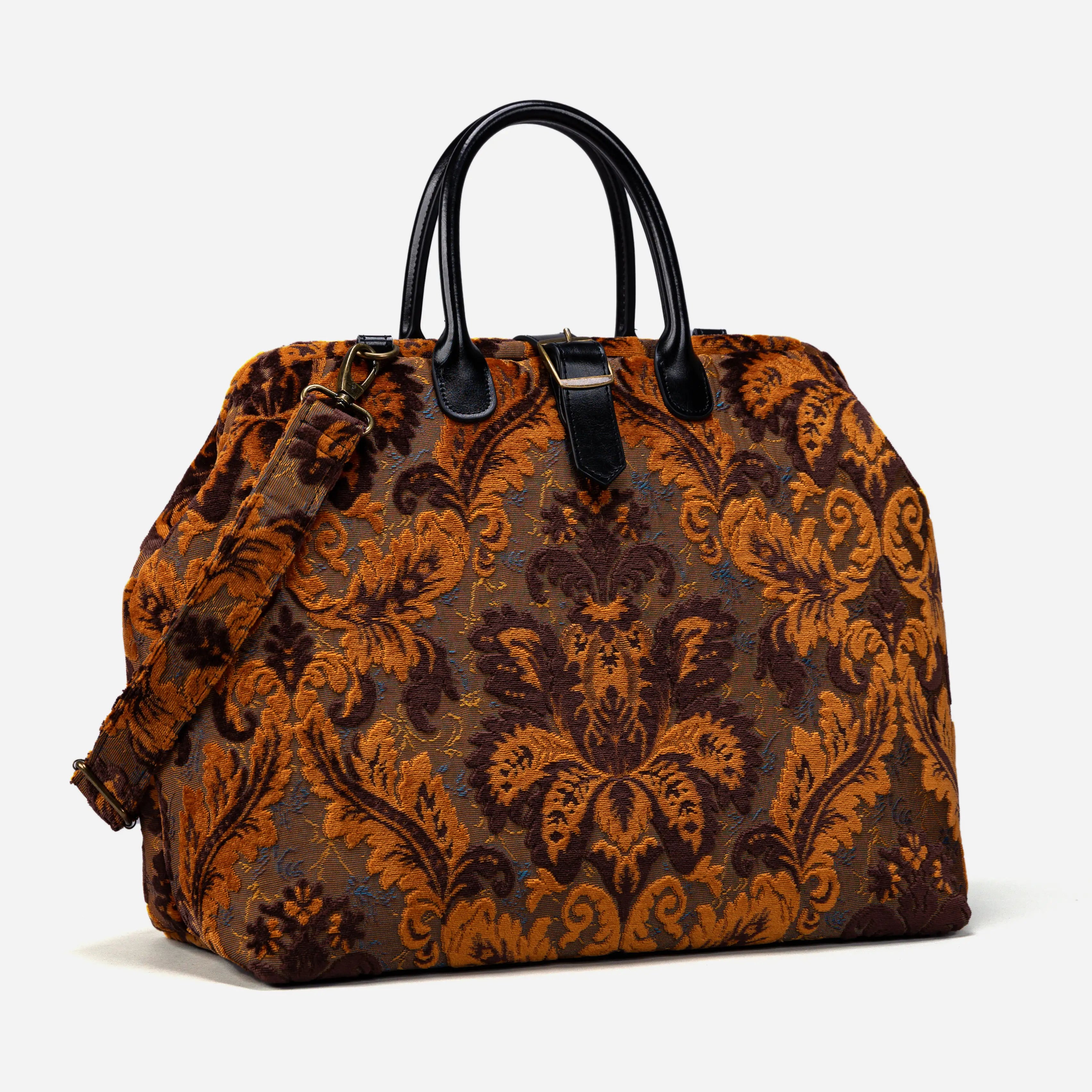 Burnout Velvet Revival sienna Mary Poppins Weekender Carpetbag front
