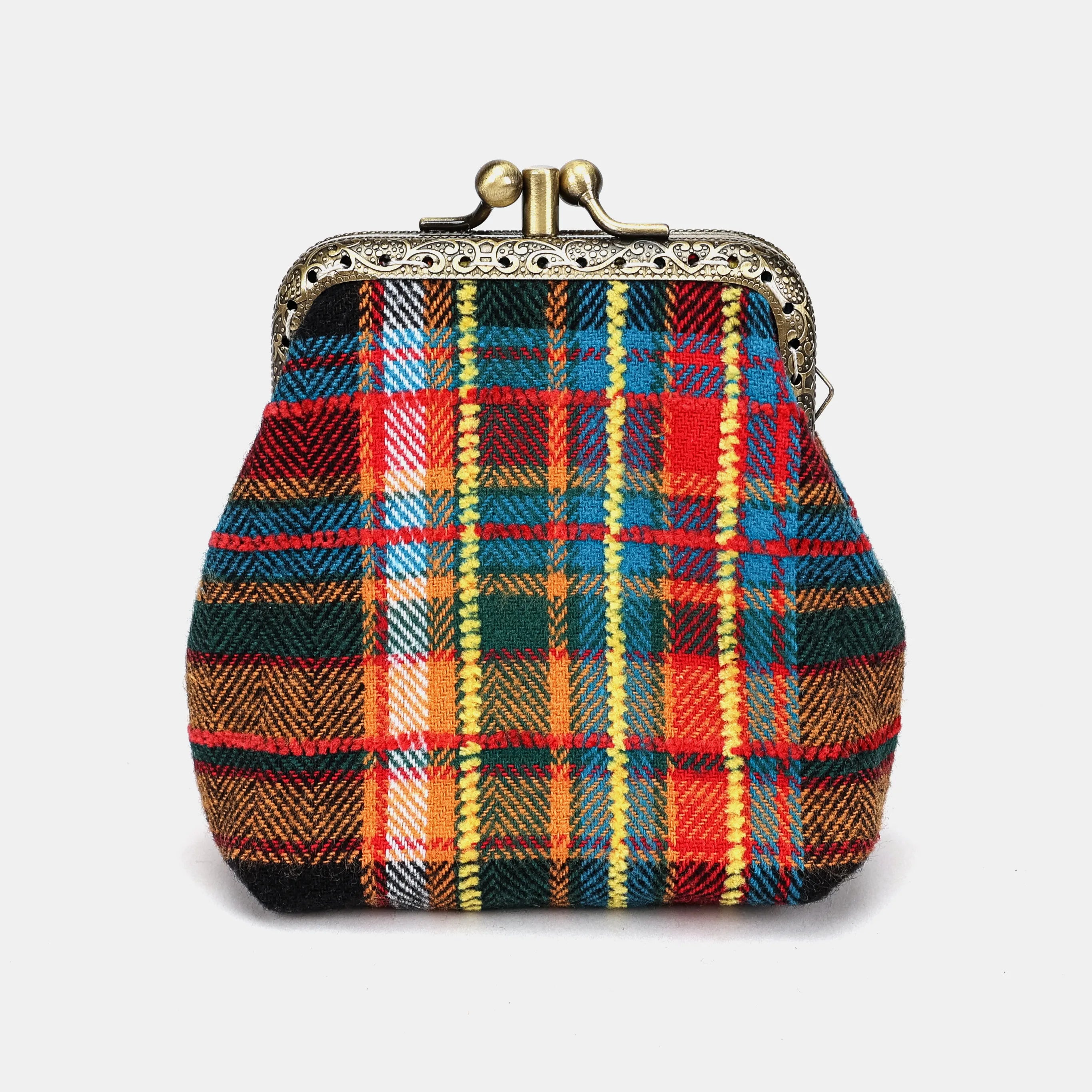 Tartan Stewart Black Double Kiss Clasp Coin Purse Carpetbag of America main