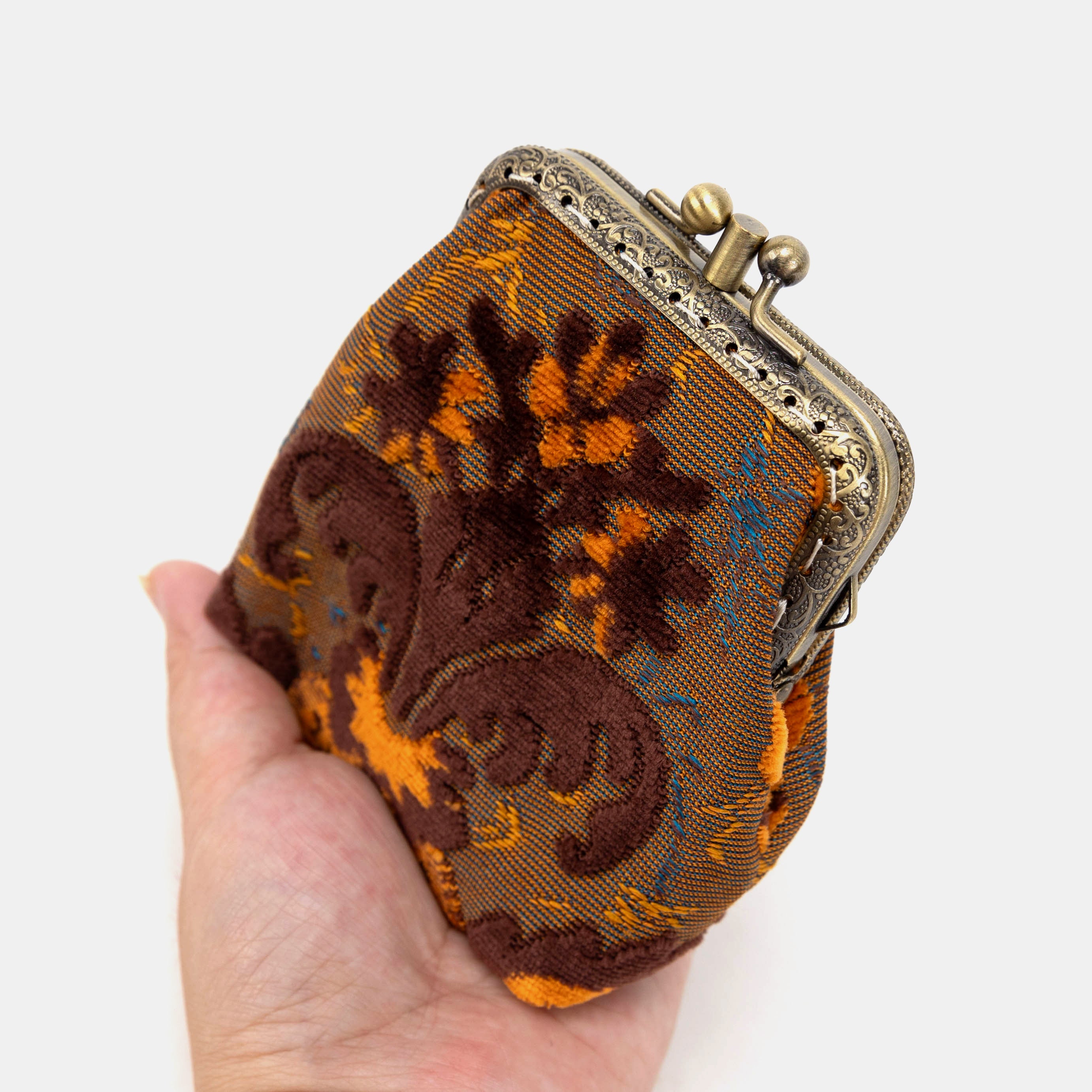 Burnout Velvet Revival Sienna Double Kiss Clasp Coin Purse