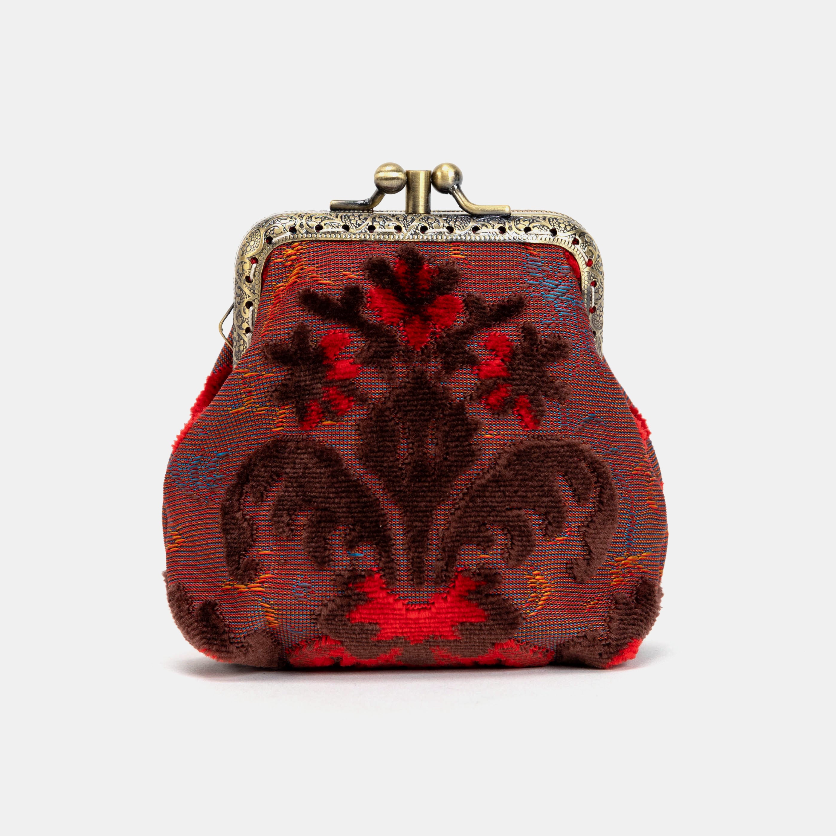 Burnout Velvet Revival Scarlet Double Kiss Clasp Coin Purse