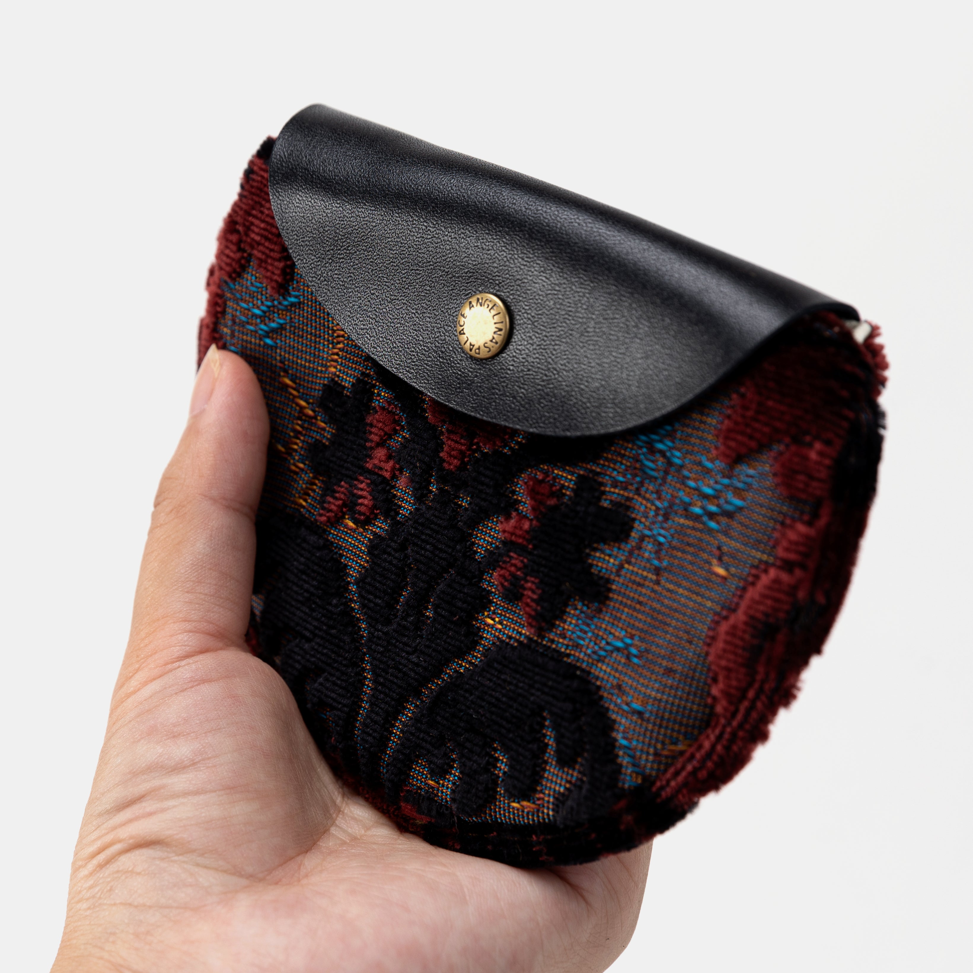 Burnout Velvet Revival Sephia Double Kiss Clasp Coin Purse Main