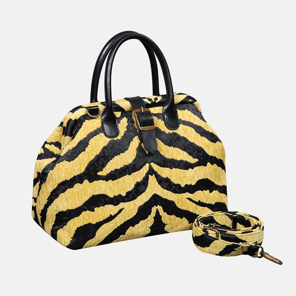Zebra Daffodil Carpet Handbag Purse carpet bag MCW Handmade-1