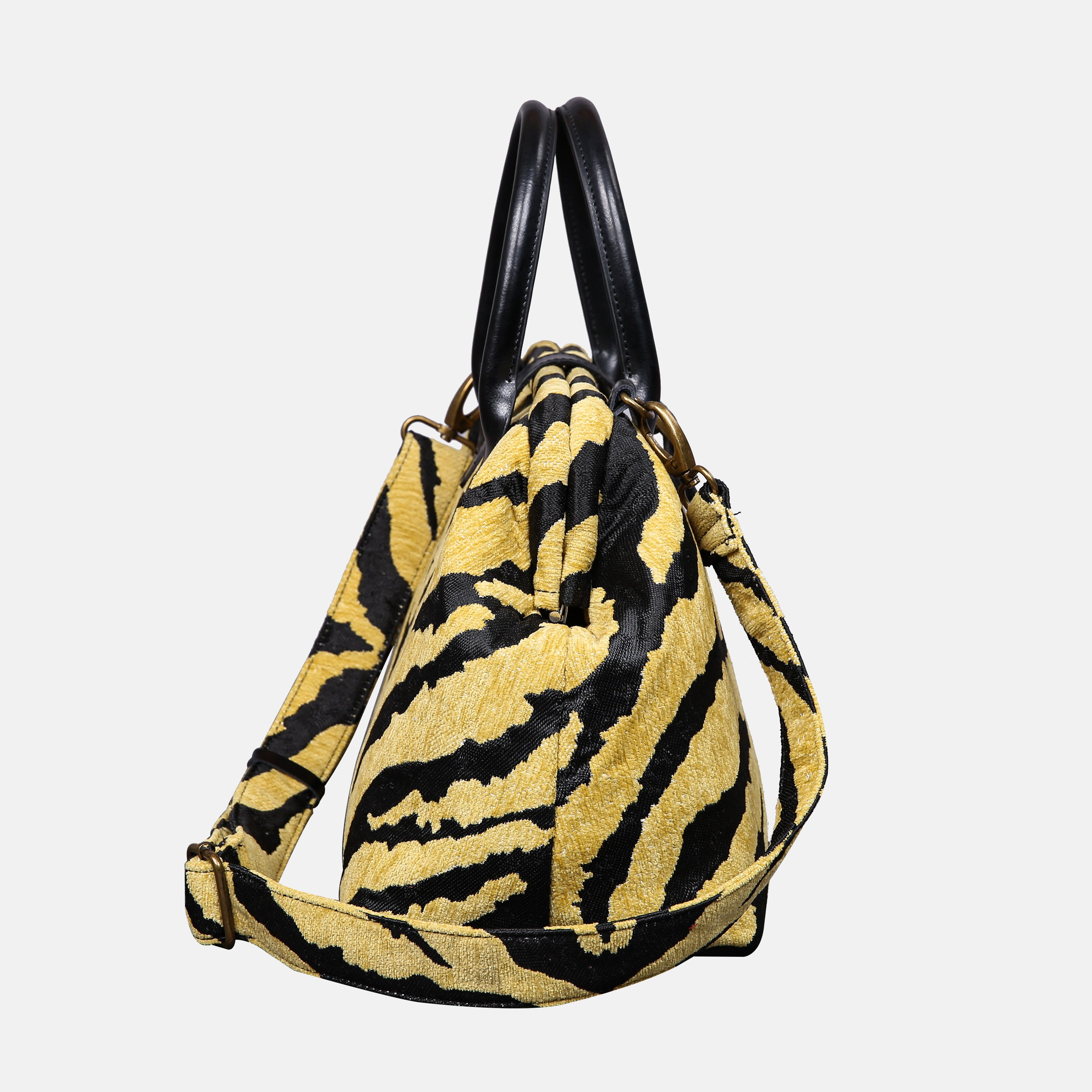 Zebra Daffodil Carpet Handbag Purse carpet bag MCW Handmade-2