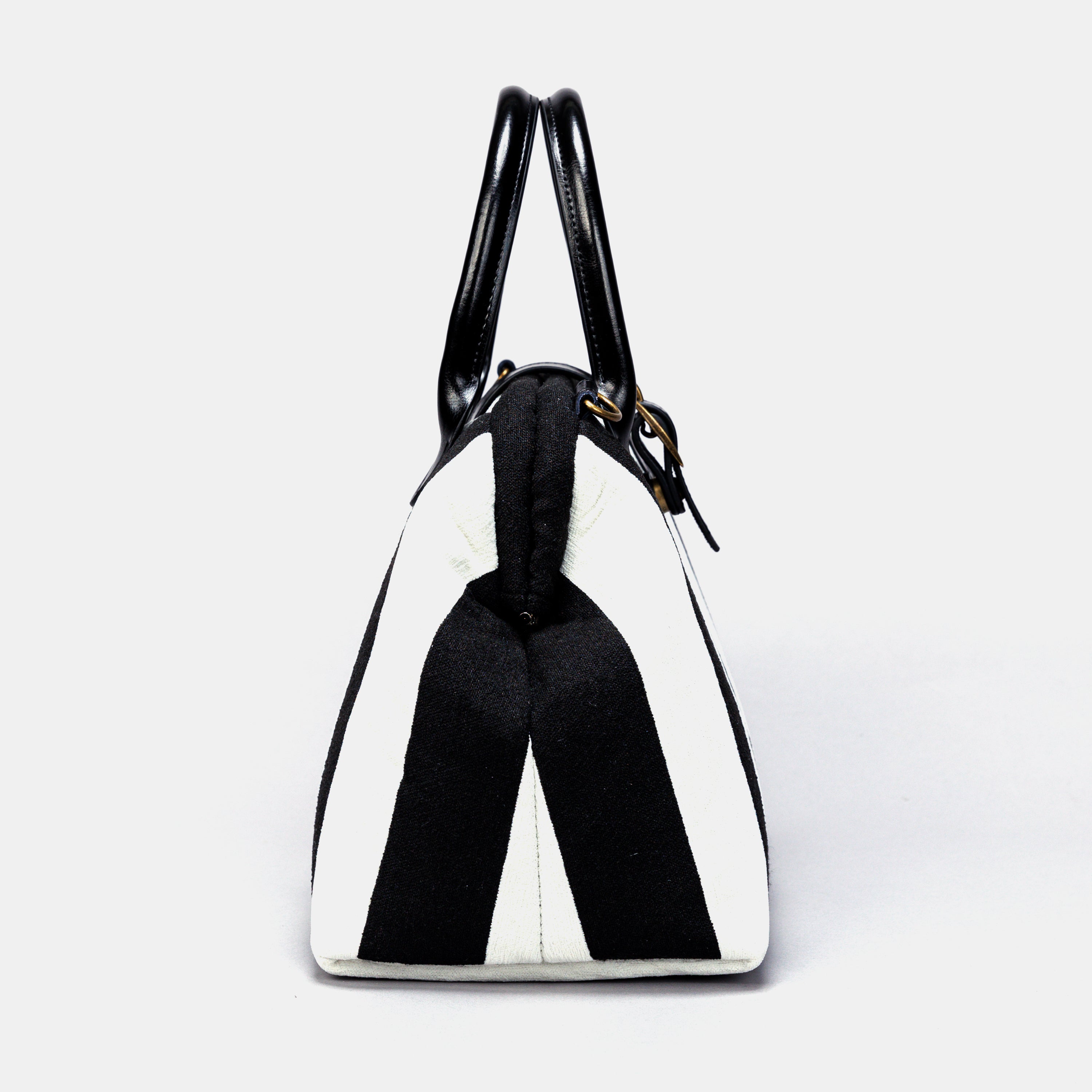 Black & White Carpet Handbag Purse side view