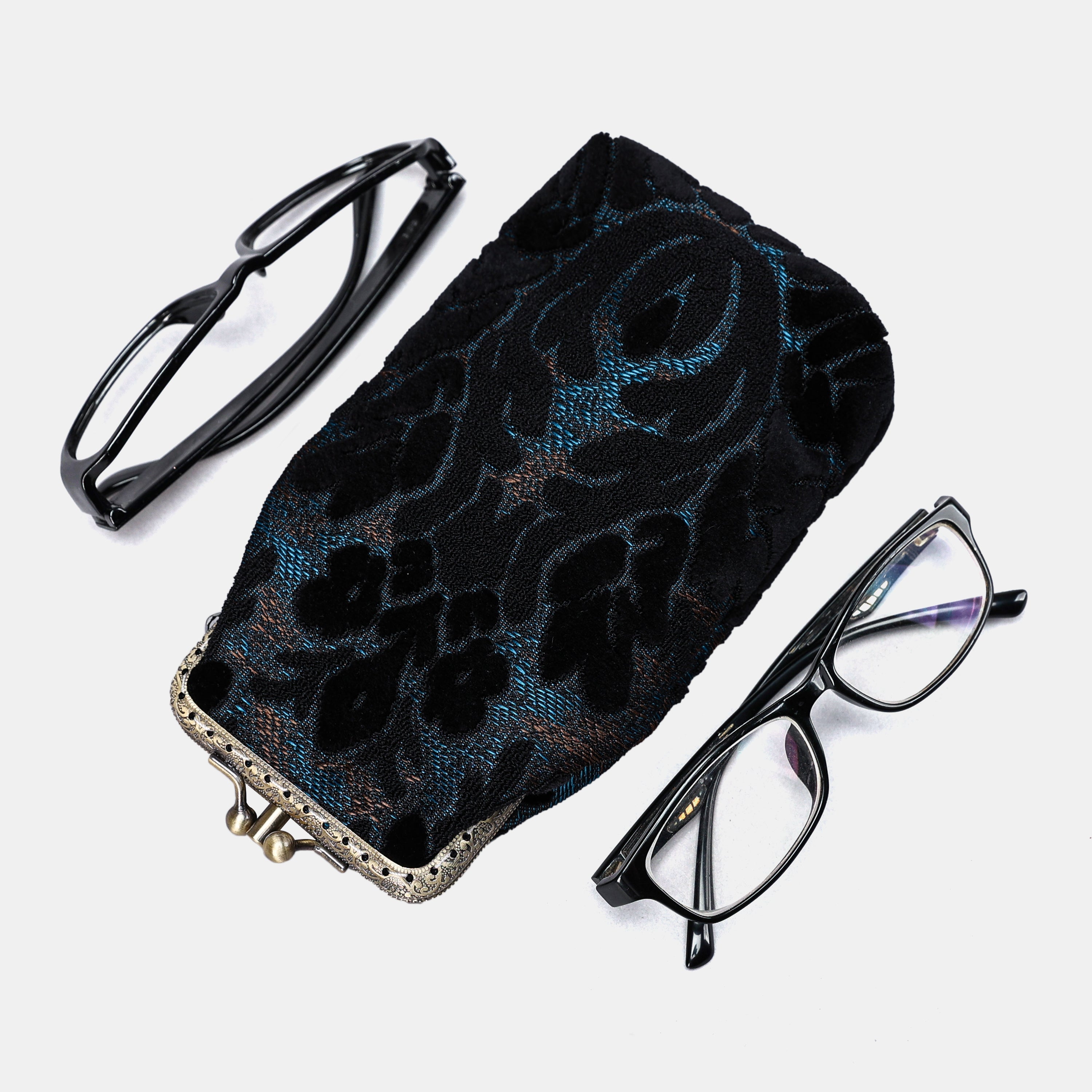 Burnout Velvet Black Carpet Eyeglasses Case  MCW Handmade-2