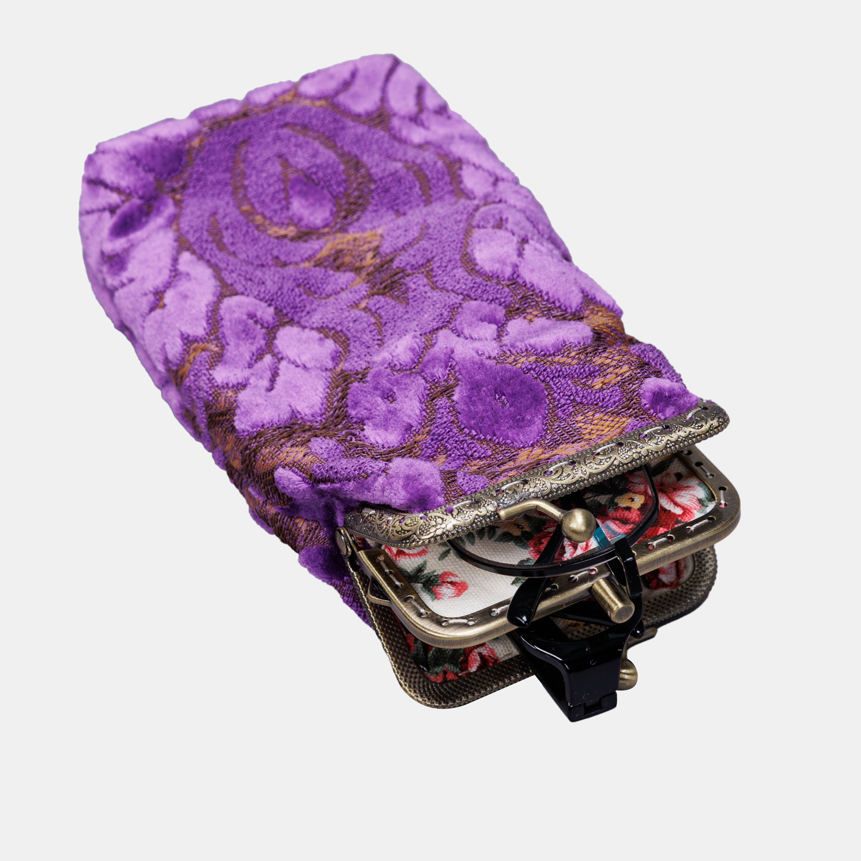 Burnout Velvet Purple Carpet Eyeglasses Case  MCW Handmade-1