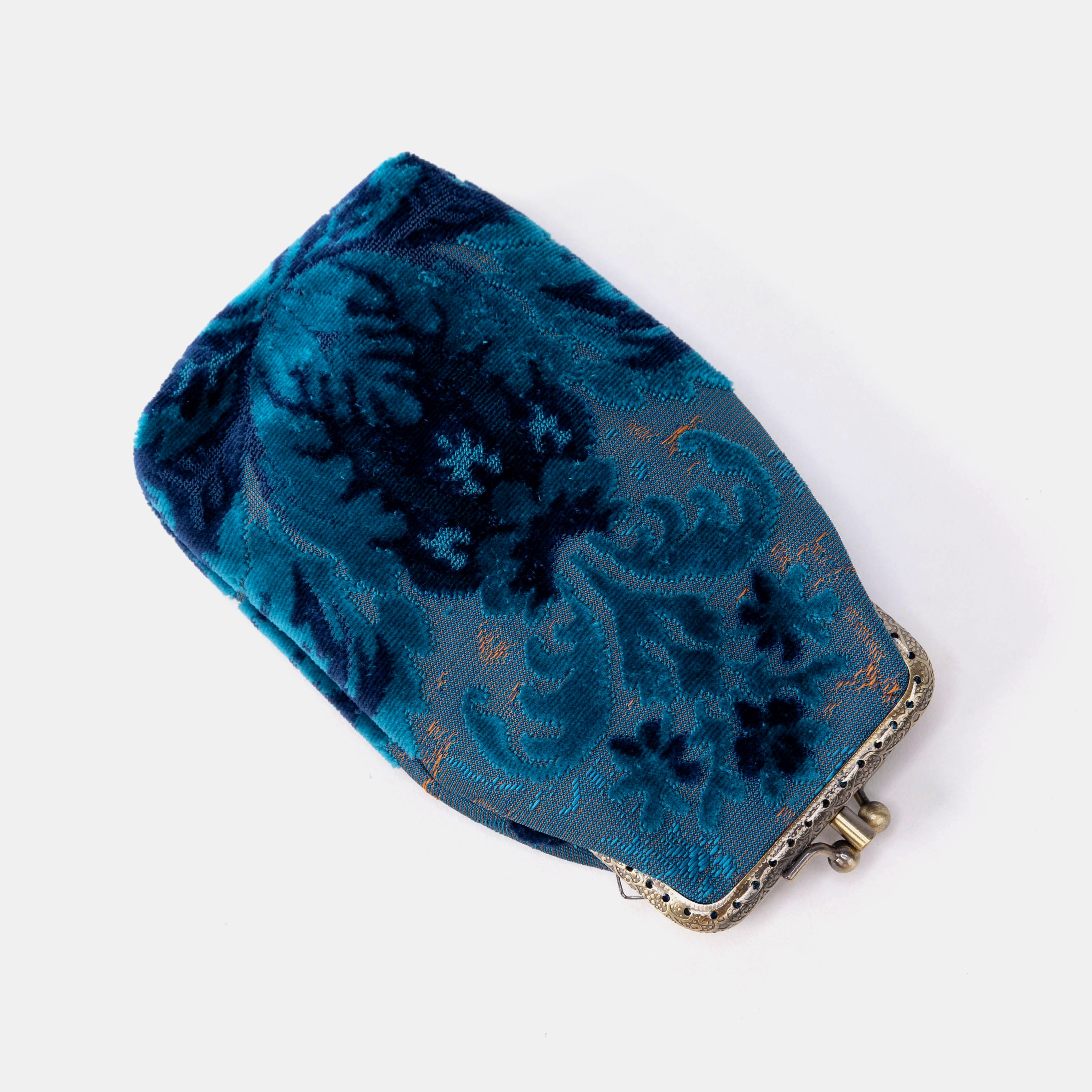 Burnout Velvet Revival Aqua Carpet Eyeglasses Case flat lay