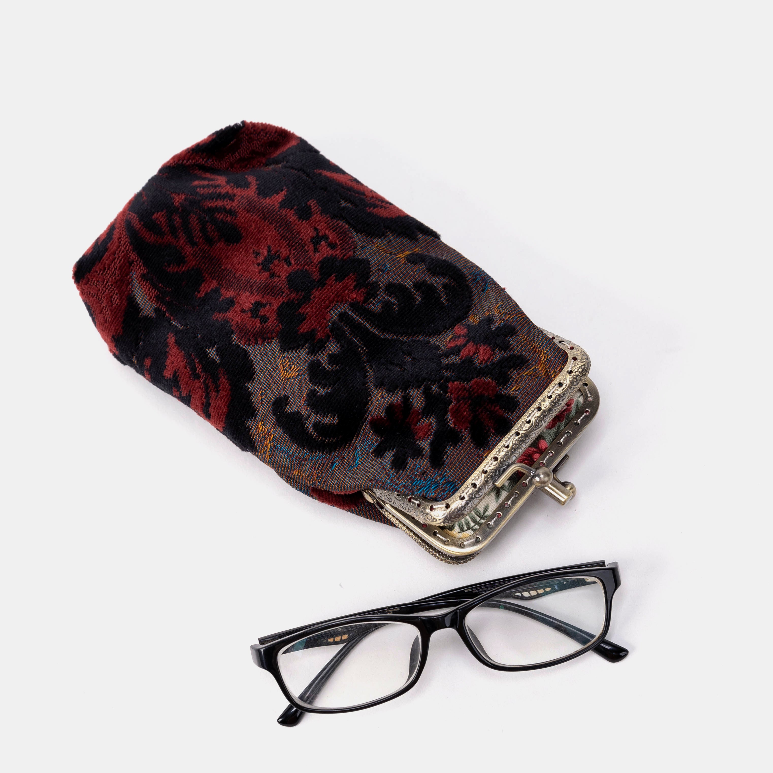 Burnout Velvet Revival Sephia Carpet Eyeglasses Case with 1 glasses