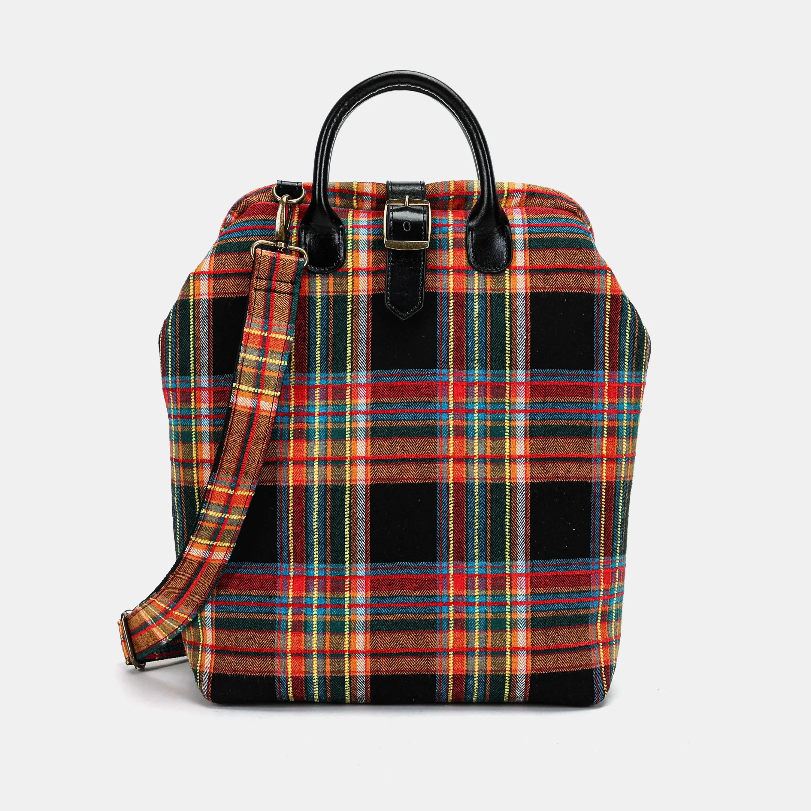 Tartan Stewart Black Carpet Laptop Backpack with shoulder strap