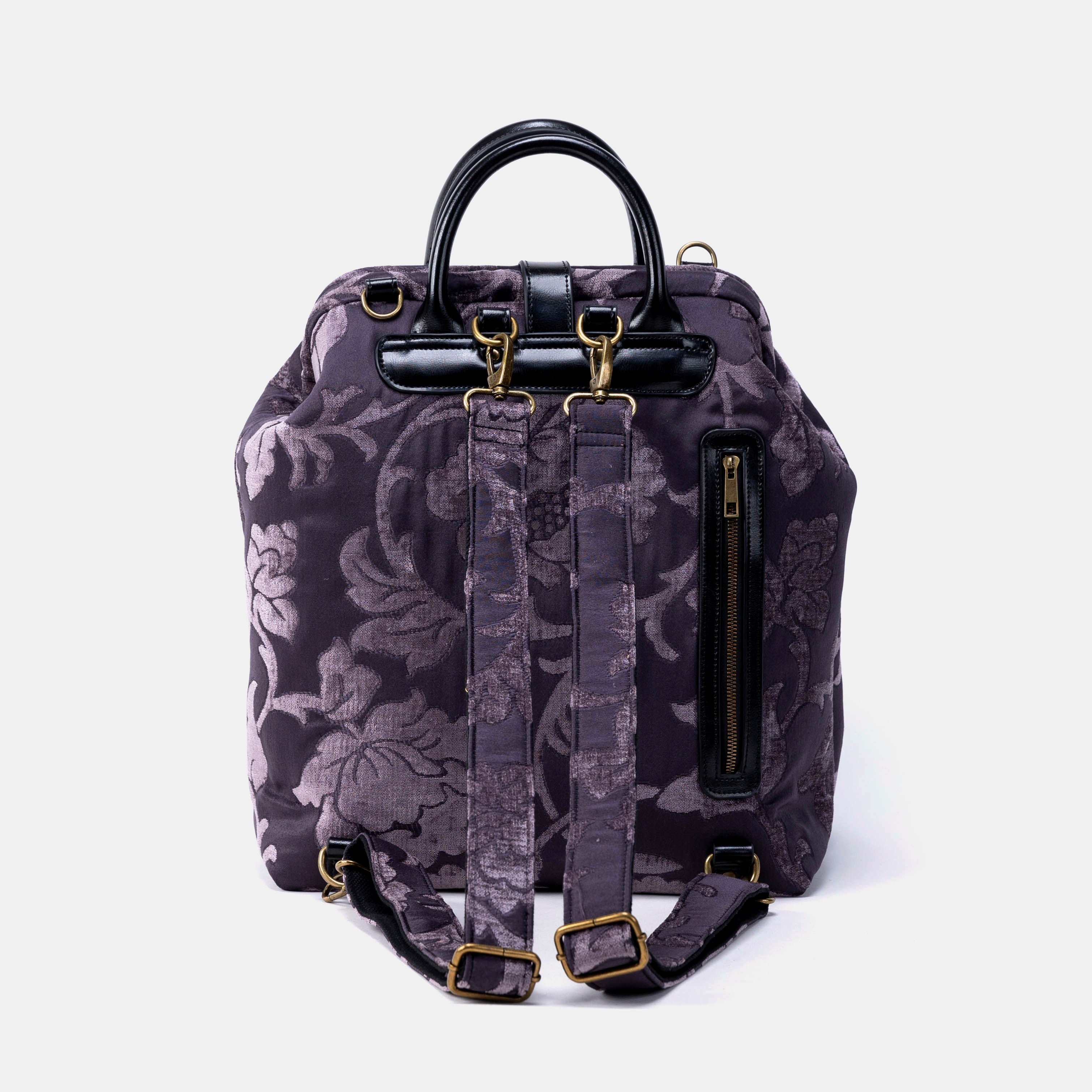 Floral Brocade Purple Carpet Laptop Backpack Back
