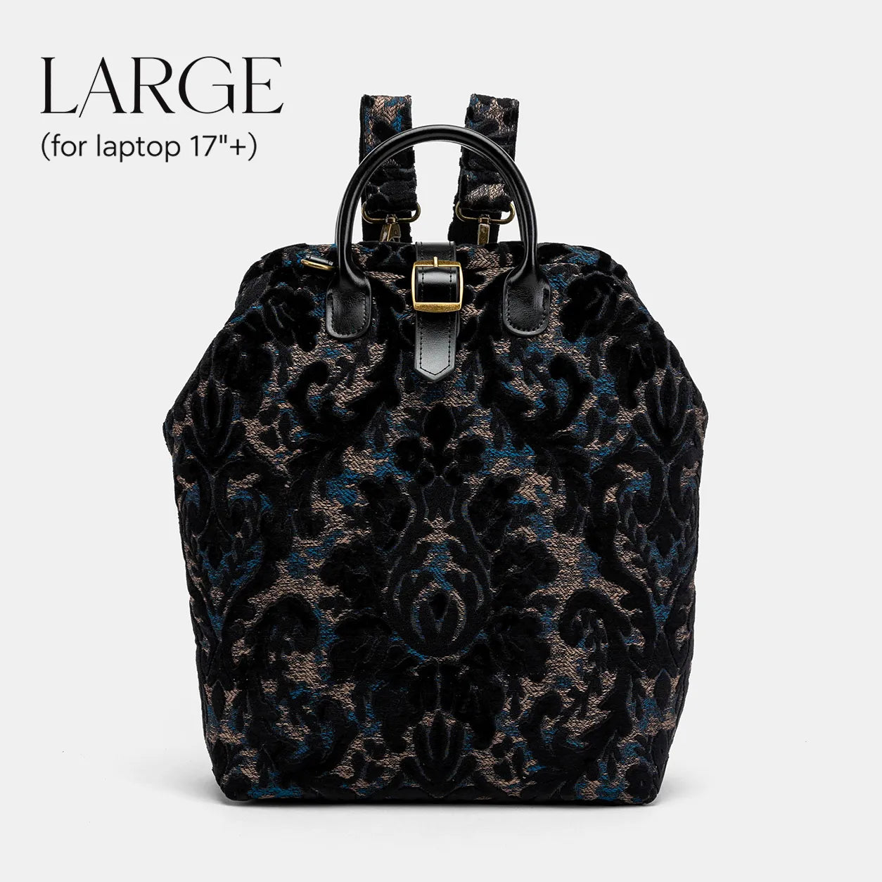 Burnout Velvet Black Carpet Large Laptop Backpack Carpetbag of America main