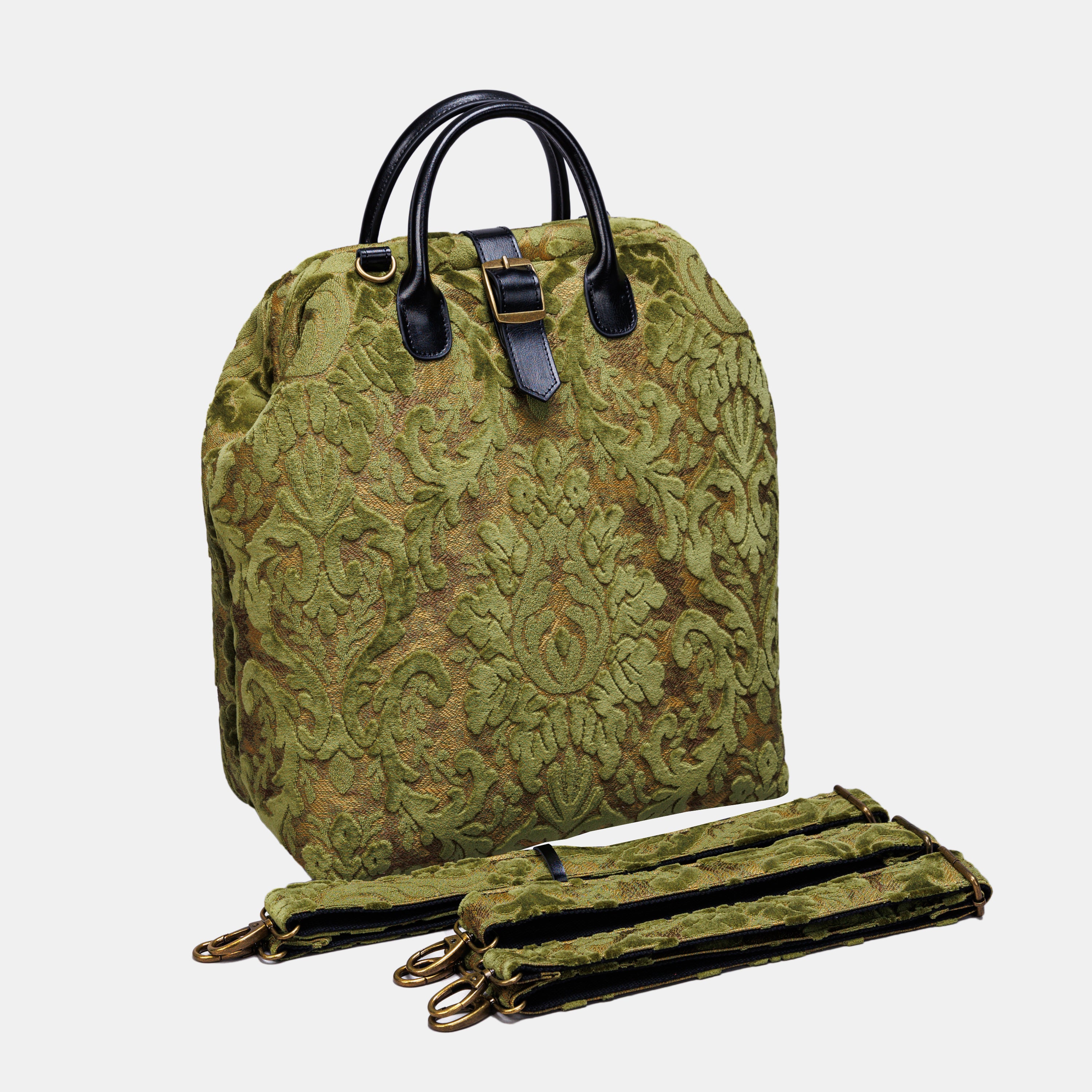 Burnout Velvet Fern Green Carpet Laptop Backpack  MCW Handmade-1