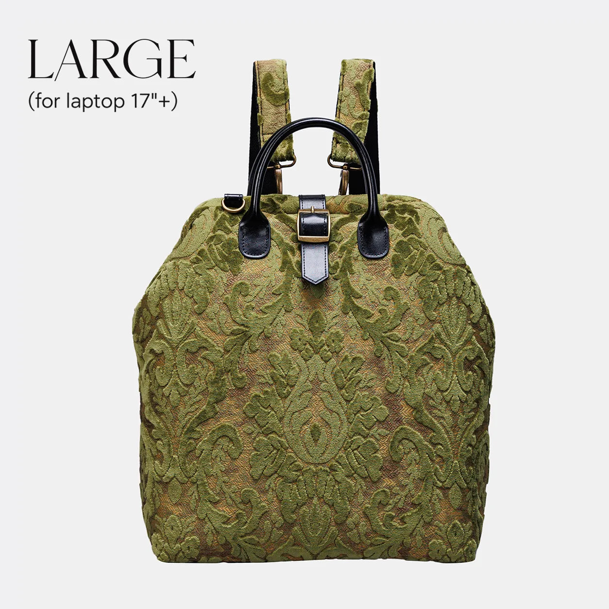 Burnout Velvet Fern Green Carpet Large Laptop Backpack of America main