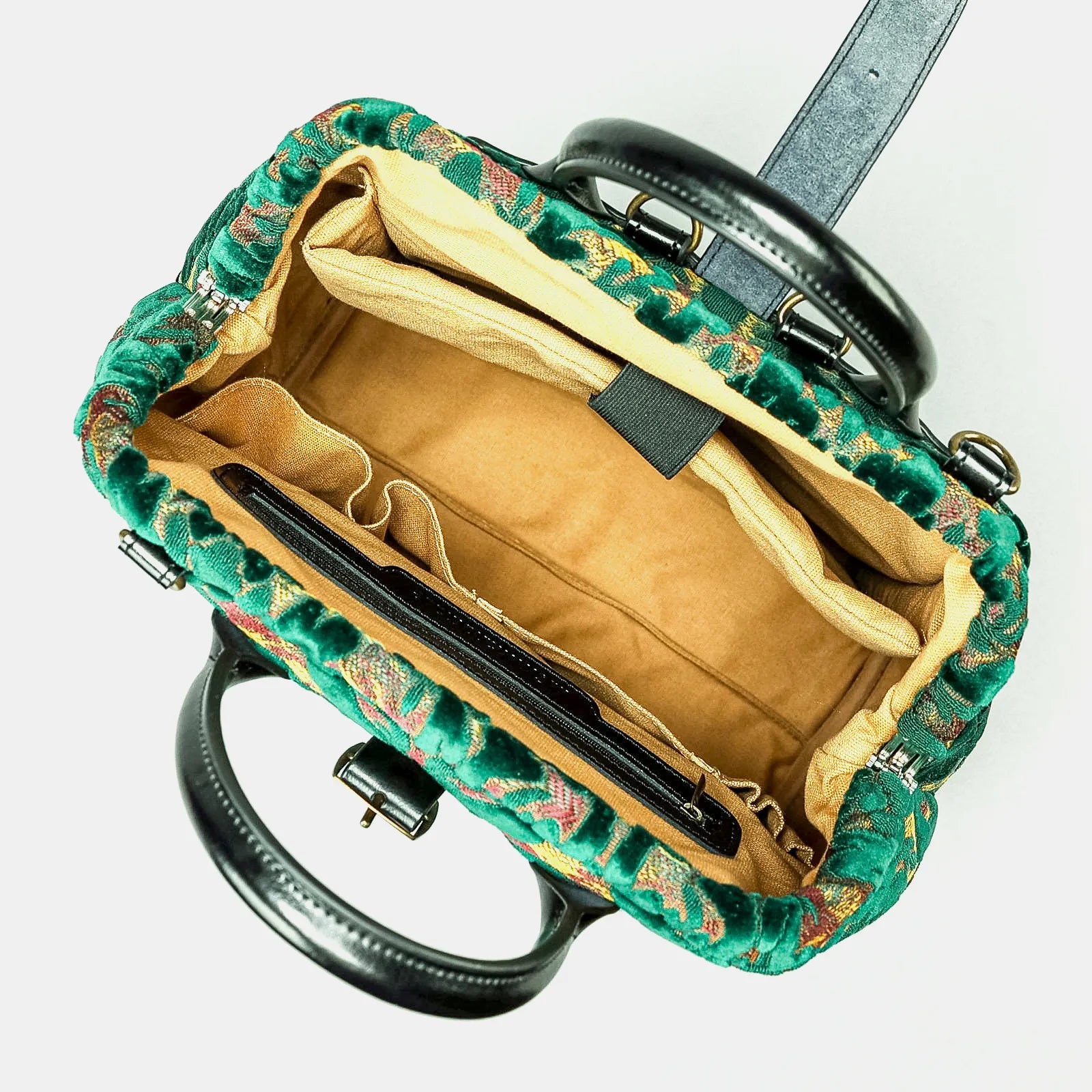 Burnout Velvet Jade Green Carpet Laptop Backpack of America open
