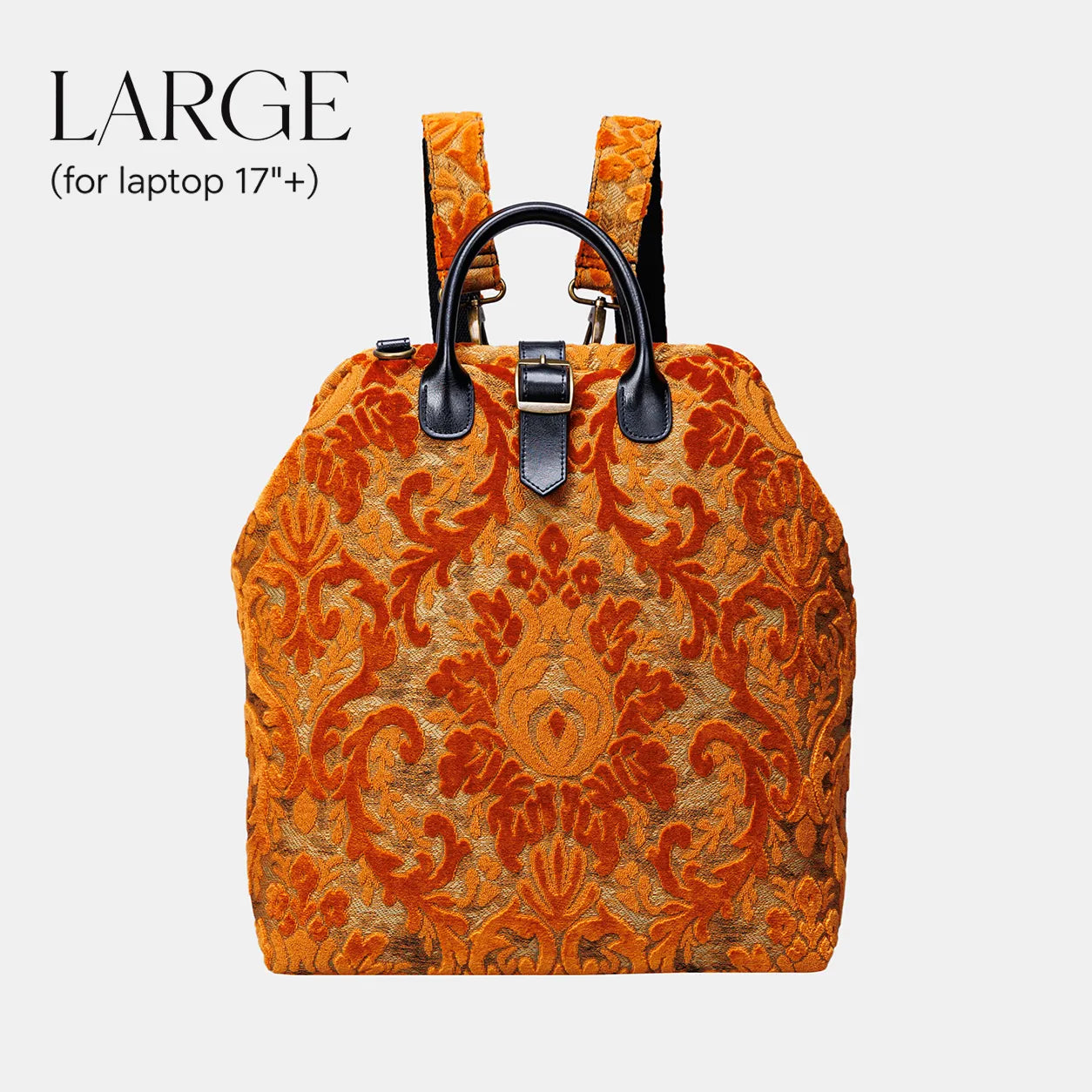 Burnout Velvet Orange Carpet Large Laptop Backpack of America main