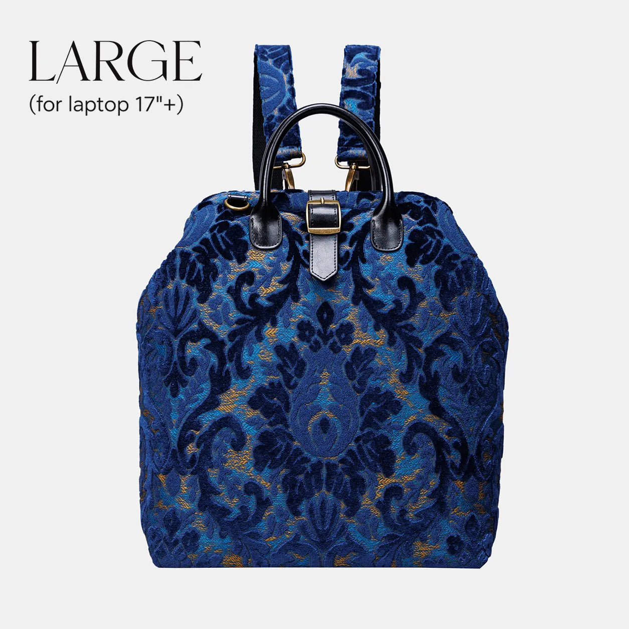 Burnout Velvet Navy Carpet Large Laptop Backpack Carpetbag of America main
