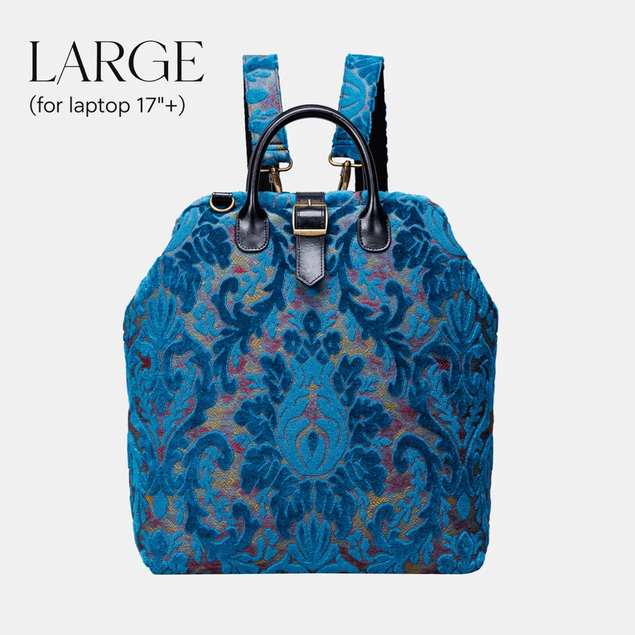 Burnout Velvet Aqua Blue Carpet Large Laptop Backpack of America main